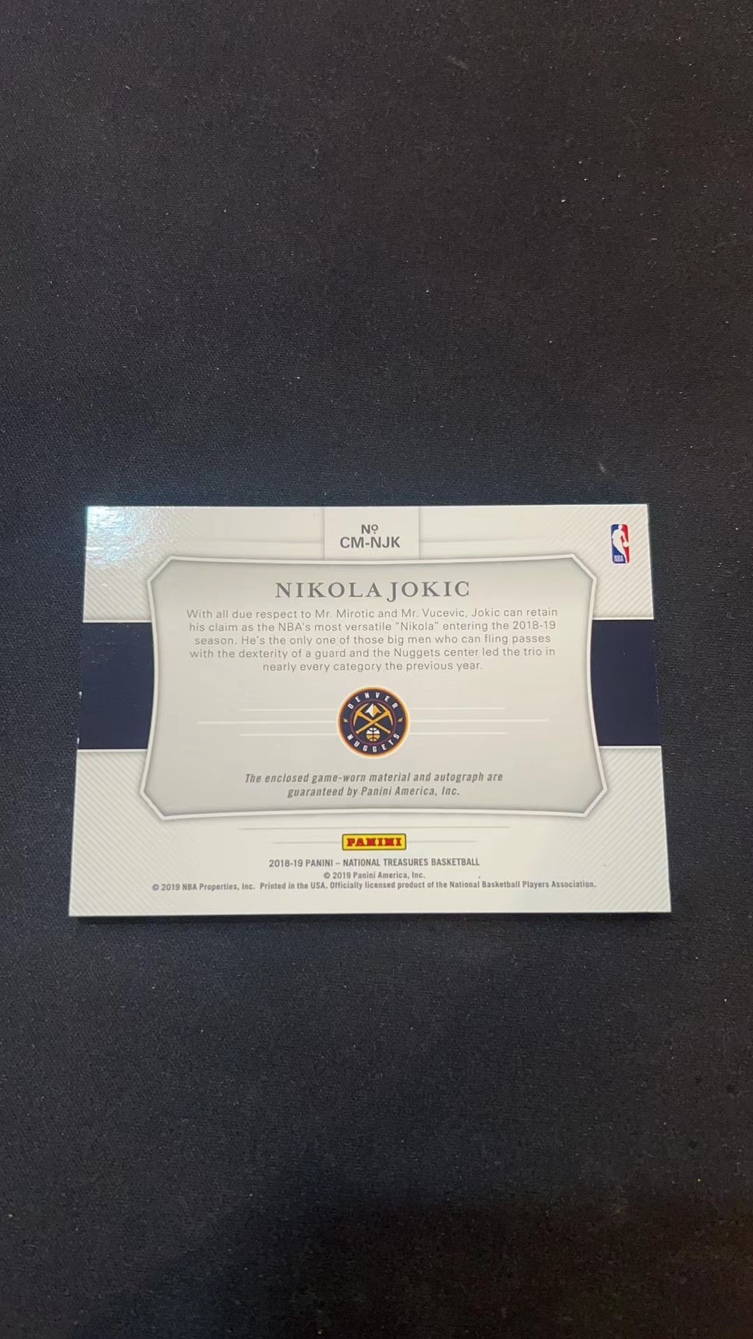 Panini National Treasures Nikola Jokic