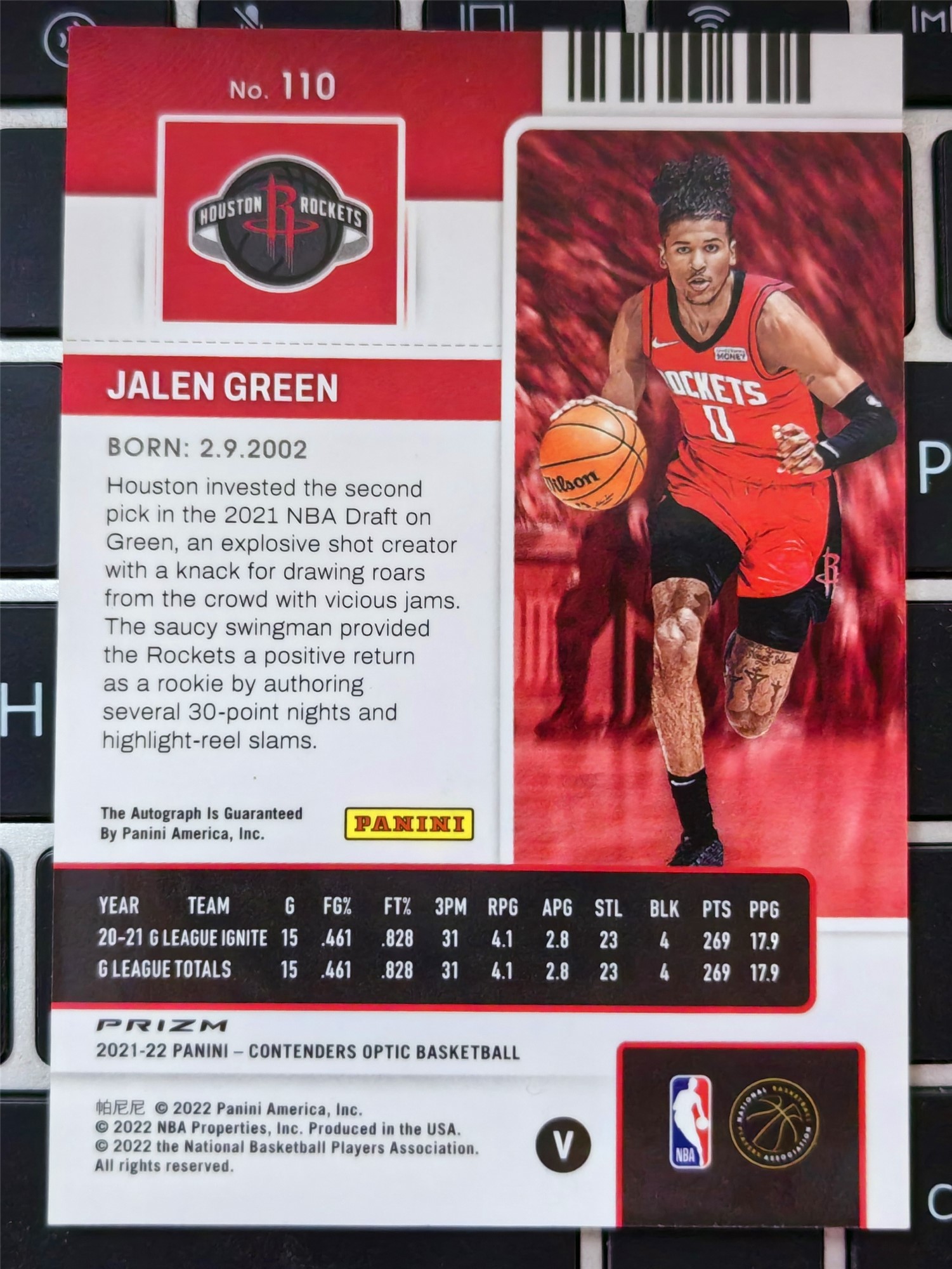 Panini Contenders Optic Jalen Green Rc M