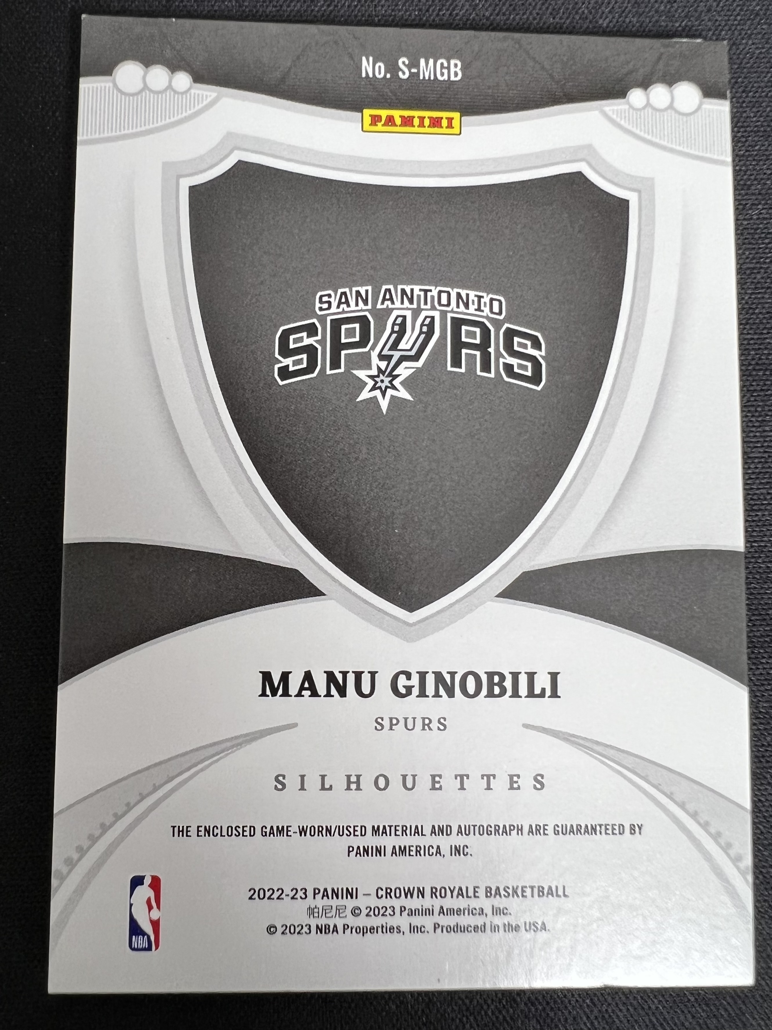 2022 23 Panini Crown Royale Manu Ginobili 皇冠剪影 马刺 吉诺比利 奇诺比利 妖刀 19 49编