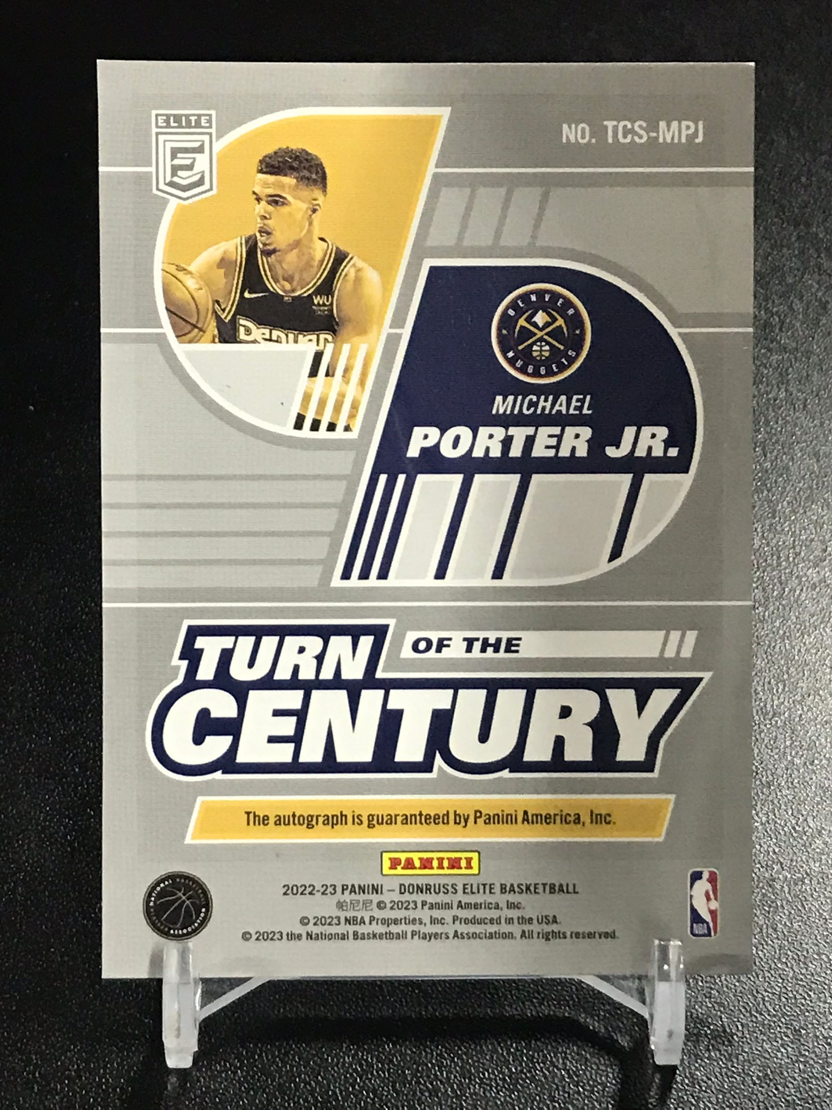 浩行拍卖 截标预付75 2022 23 panini donruss elite Michael Porter JR 杜蕾斯 精英 掘金