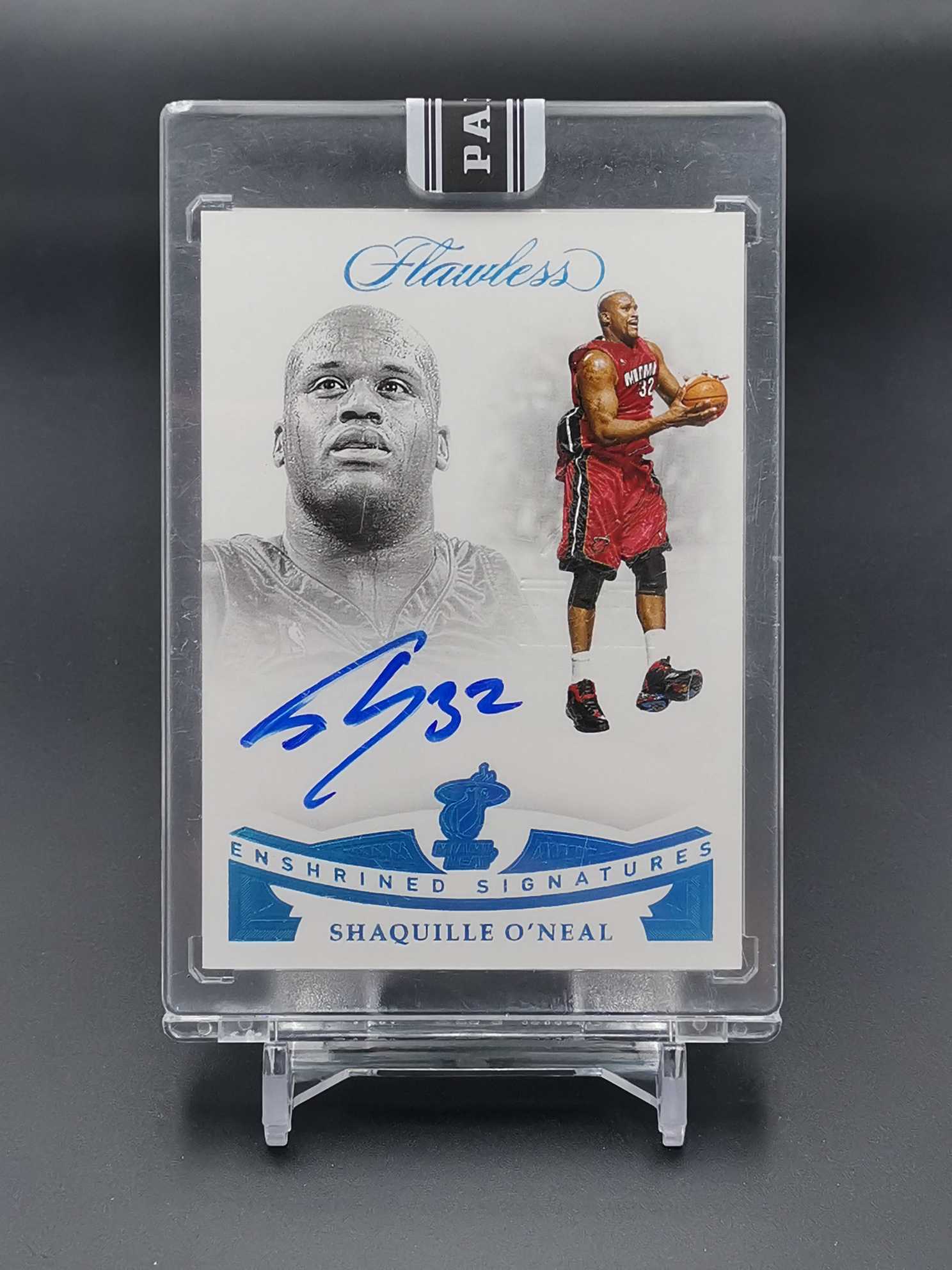 2018 19 Panini Flawless Shaquille O Neal 学浪手提 热火 奥尼尔 签字 肖像 湖水蓝闪平行 one