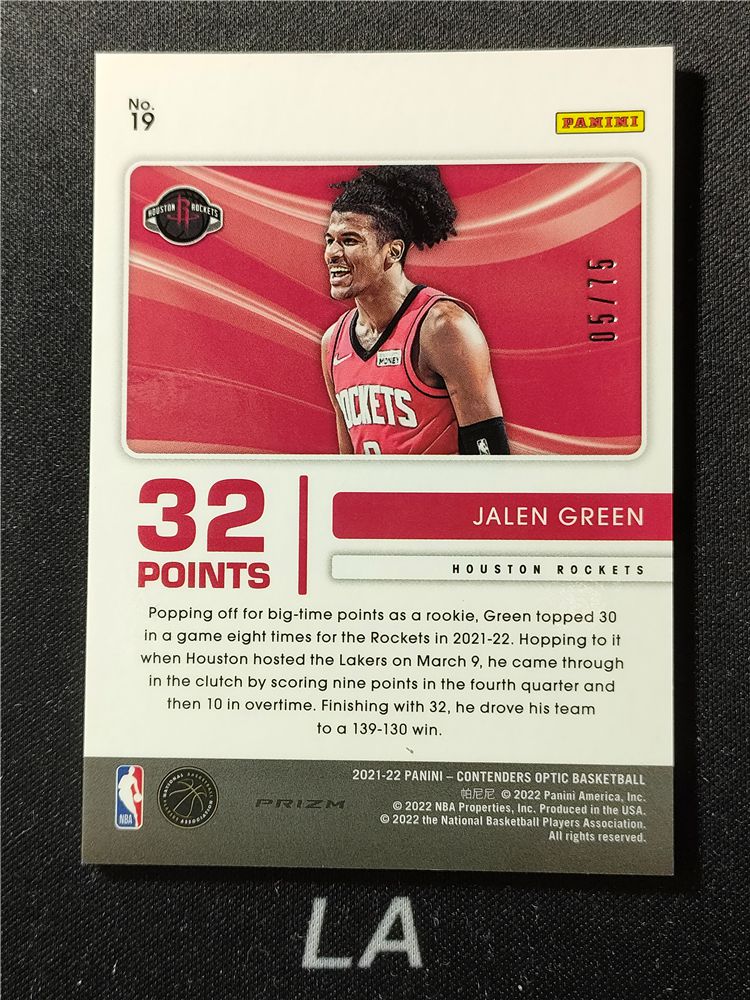 La Panini Contenders Optic Jalen Green Op Rc