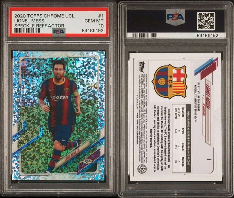 2020 21 Topps Chrome Lionel Messi 欧冠 碎冰1 阿根廷 巴萨 巴塞罗那 梅西 PSA10分 实卡巨美 八座