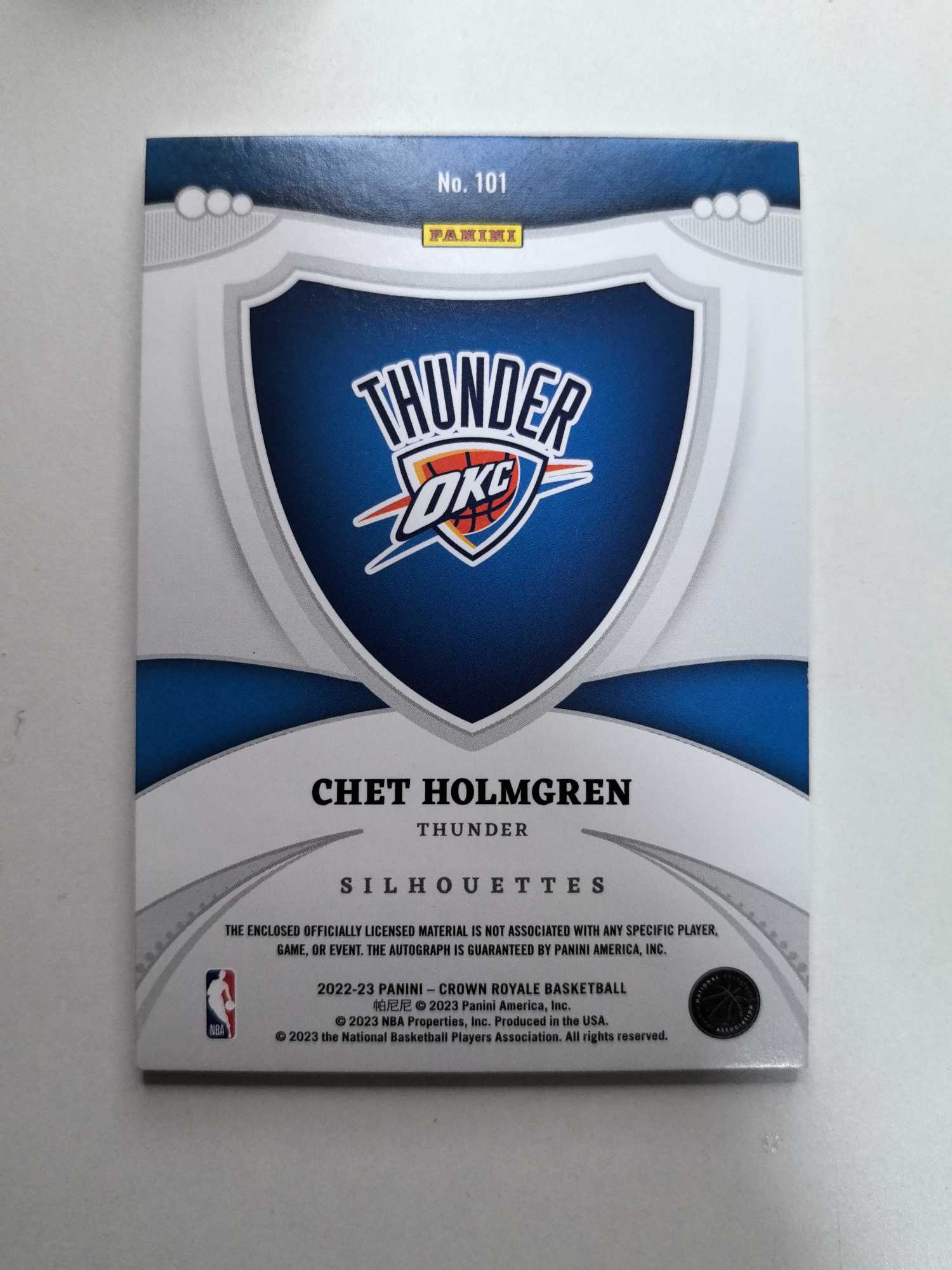 Panini Crown Royale Chet Holmgren Rc