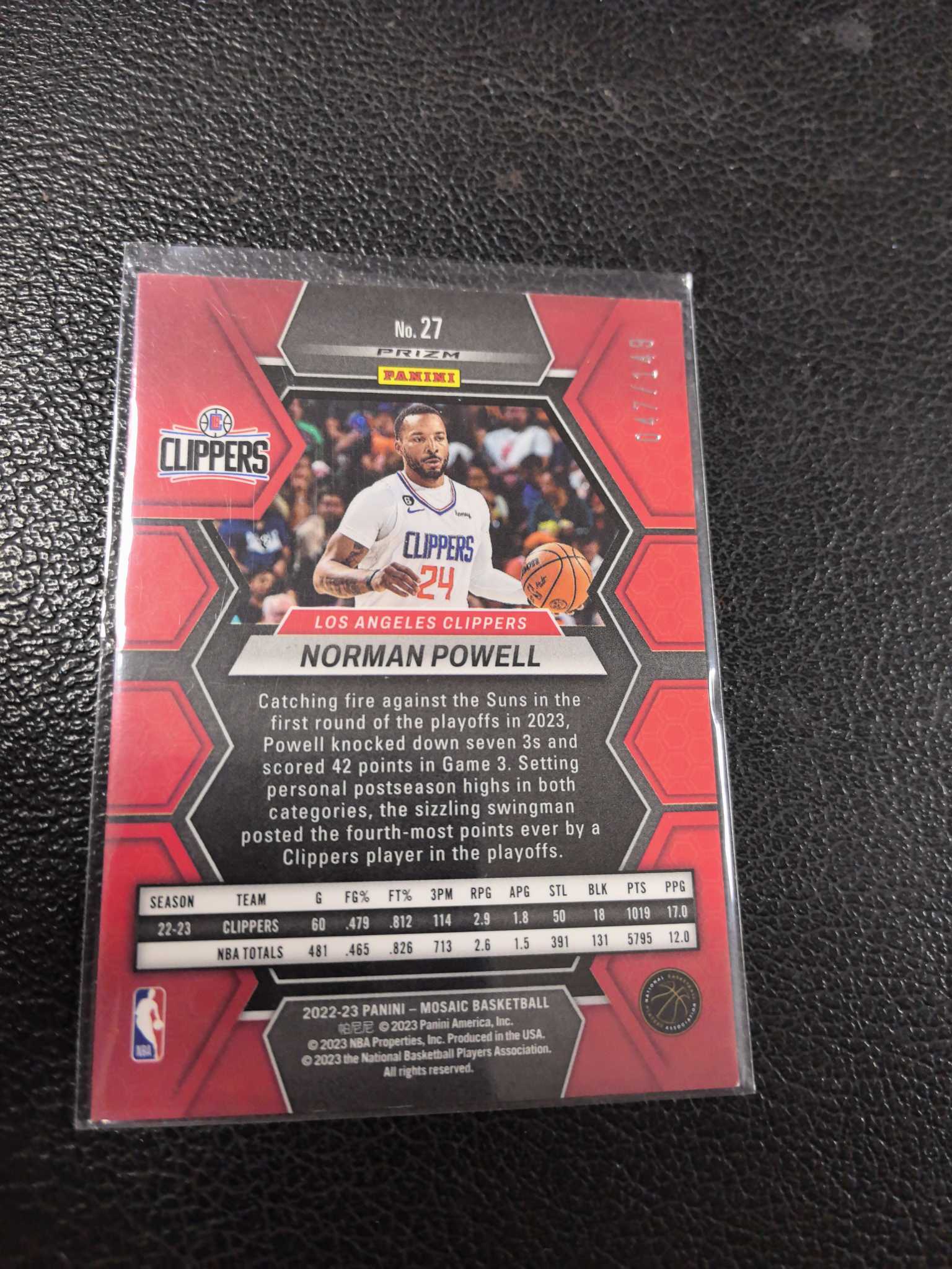 2024-25 诺曼 鲍威尔 powell 149编 马赛克 粉折 10-8
