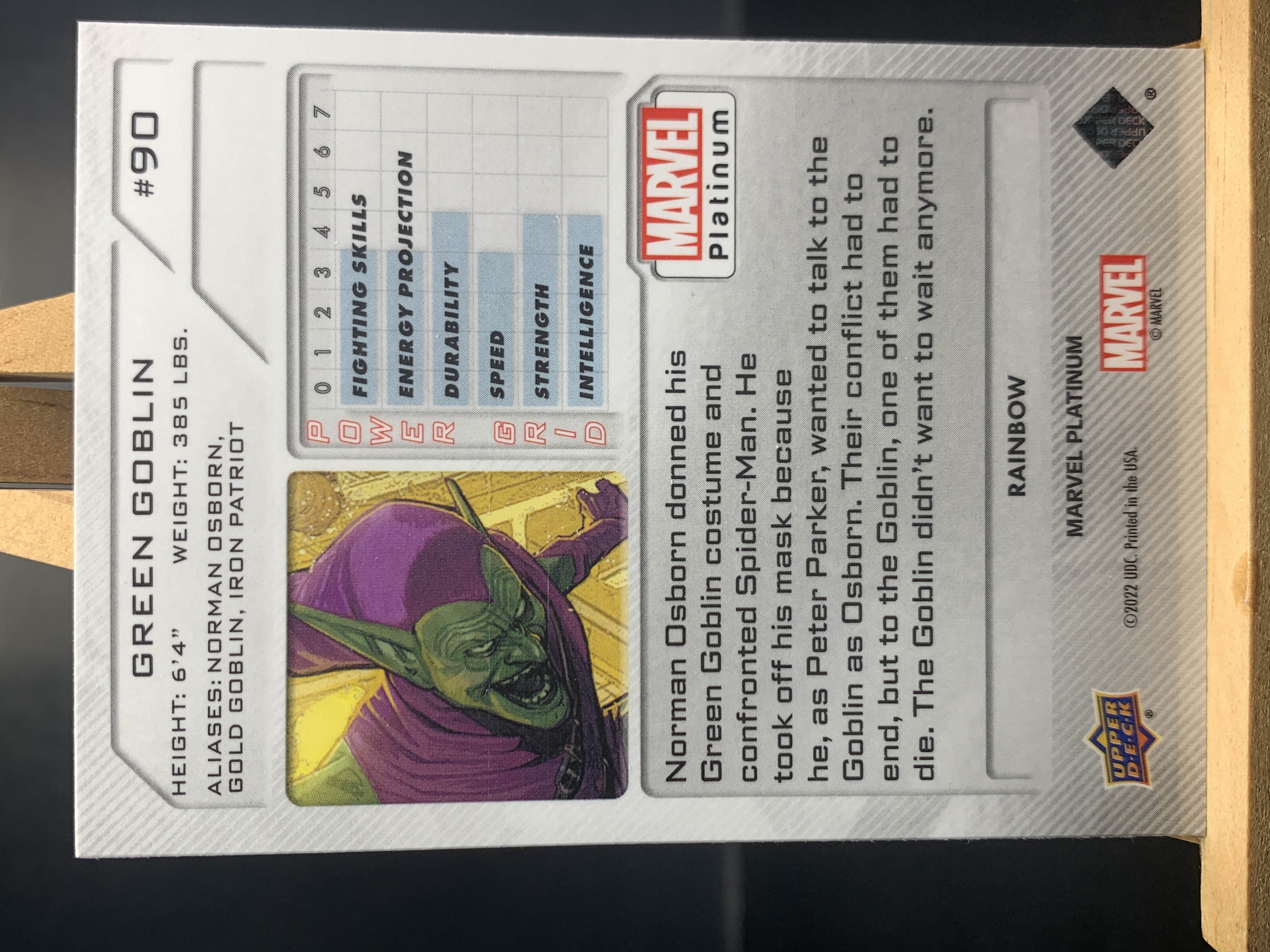 (S3)2022 UPPER DECK Marvel 漫威 银折 初代绿魔 实卡好看 收藏凑套必备 !!!