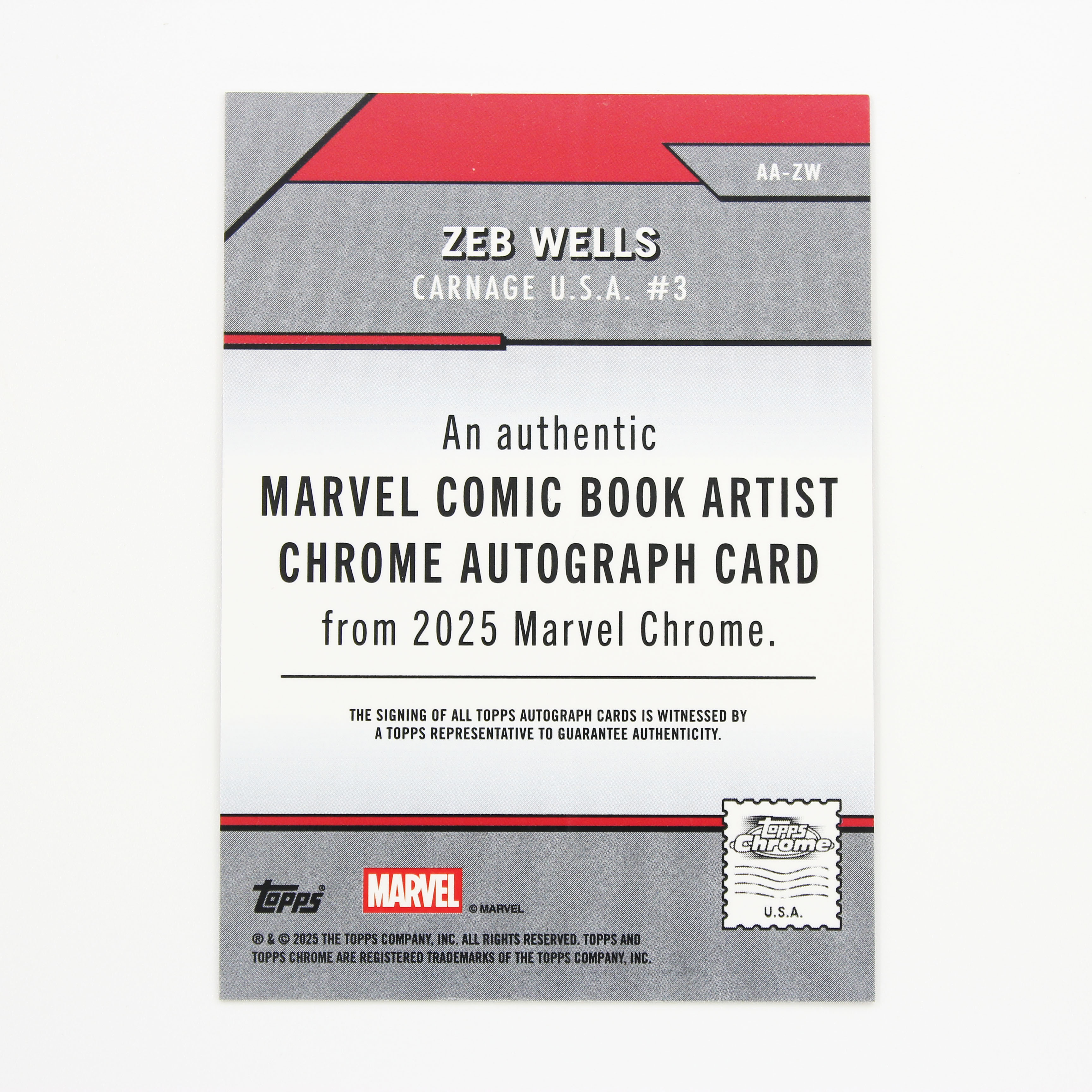 2025 Topps Marvel (MCU) Chrome 漫威 毒液 画师 Zeb Wells 63/100编钢铁侠折签字【HOPE代卖(4.5%含卡淘)】