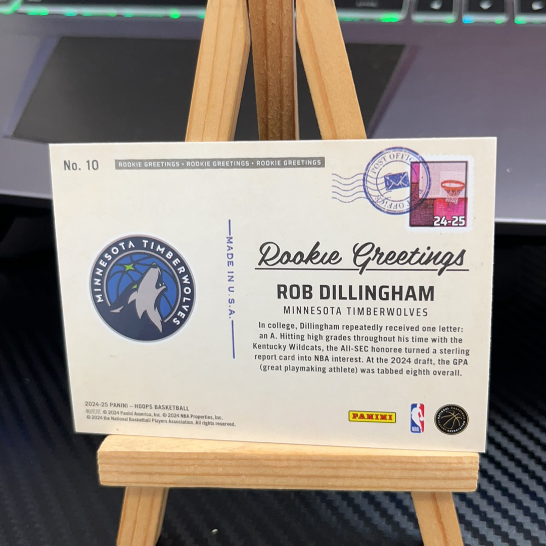 2024-25 Panini NBA Hoops Robert Dillingham RC 迪林厄姆 森林狼 hoops系列 特卡 卡品如图 凑图必备 值得收藏!免费代卖!