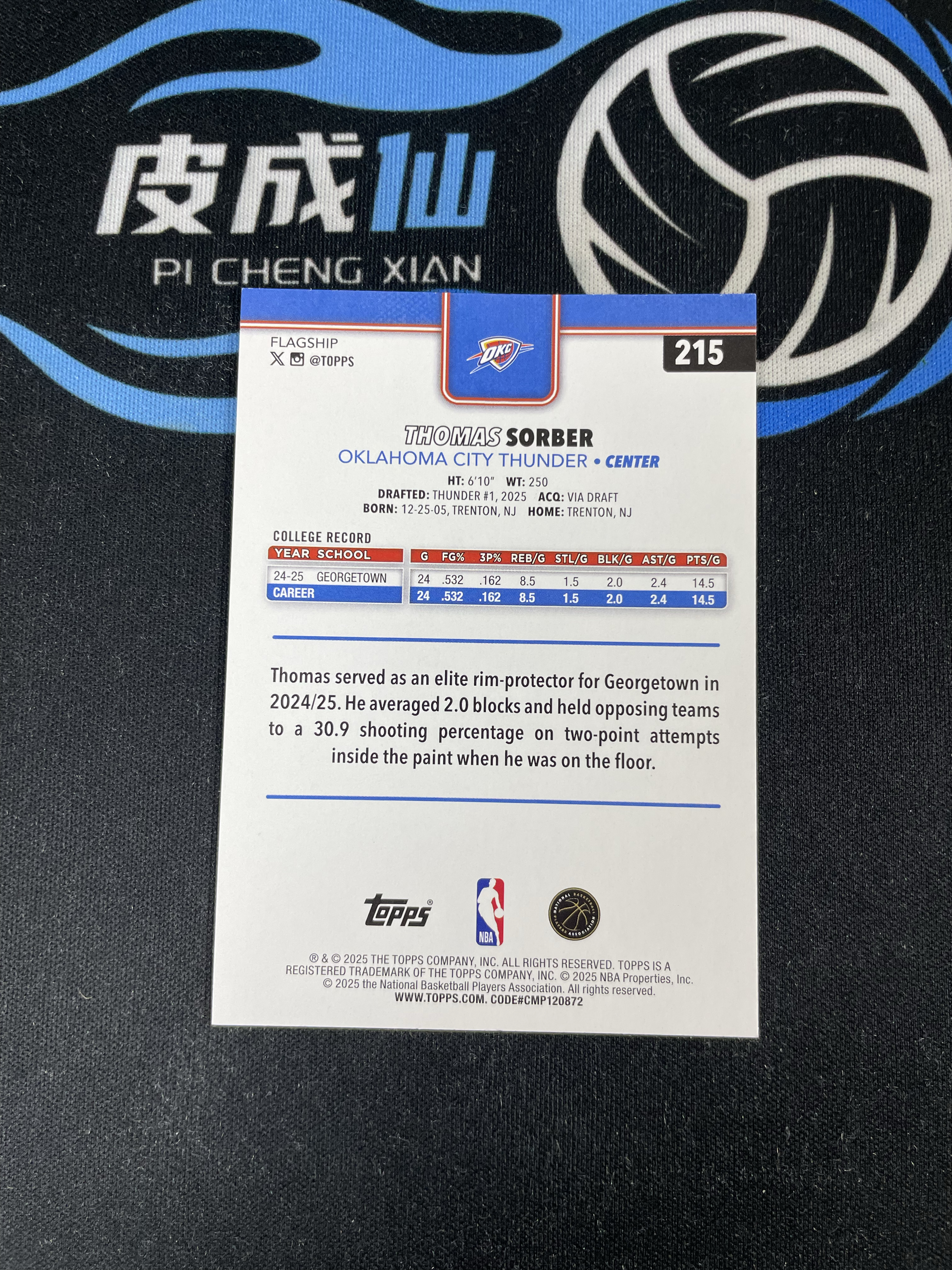 【皮成仙拍卖 统一手续费6%】 2025 TOPPS 雷霆 THOMAS SORBER 托马斯索伯 新秀 RC 年份编 2025编 凑套必备 值得收藏【只发顺丰】kirbybest191