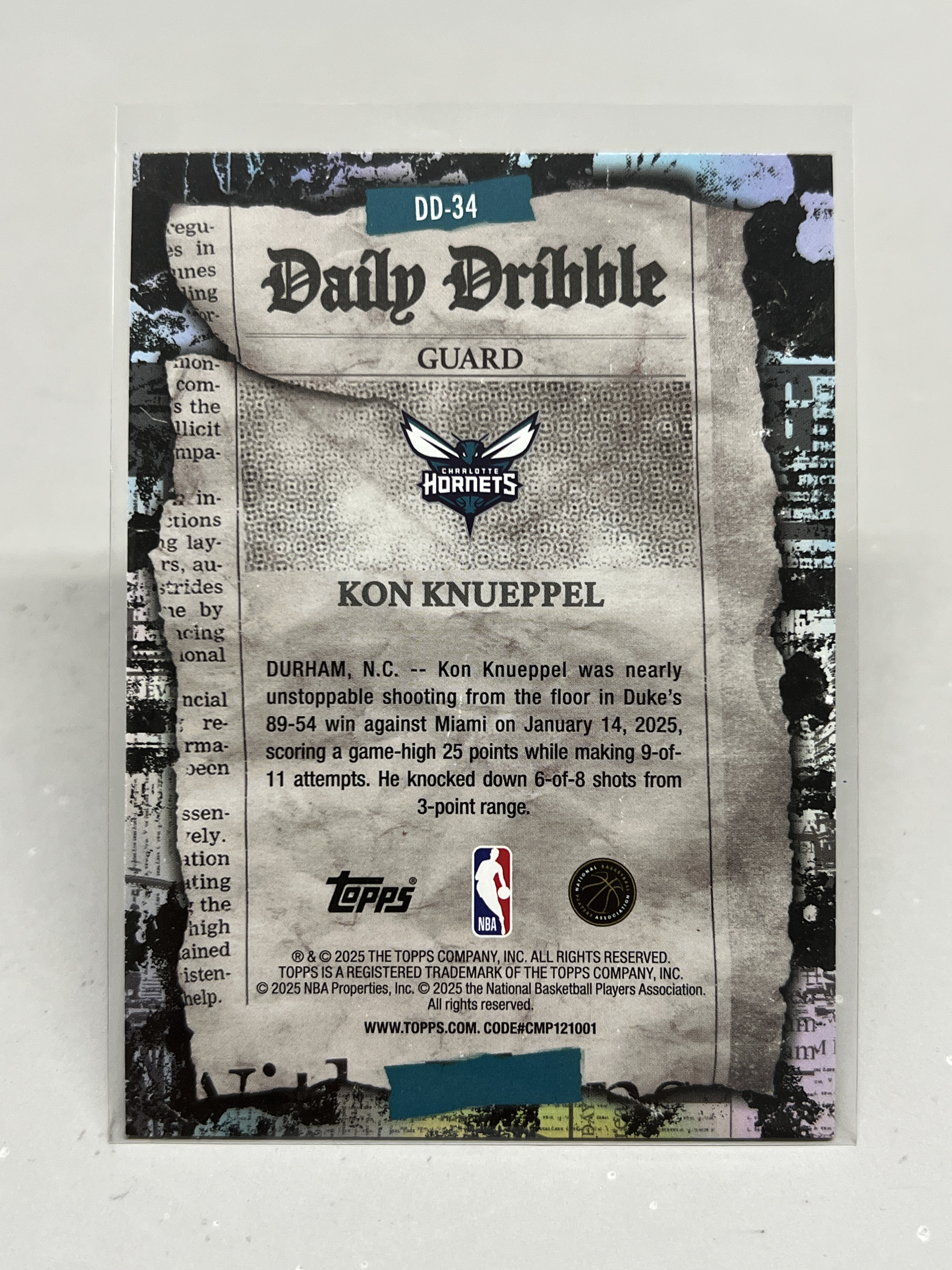 2025 Topps Flagship Kon Knueppel RC Daily Dribble【挂机拍卖】新秀 康·克尼普尔 黄蜂 #34 日报特卡 折射 卡品如图 收藏 凑套