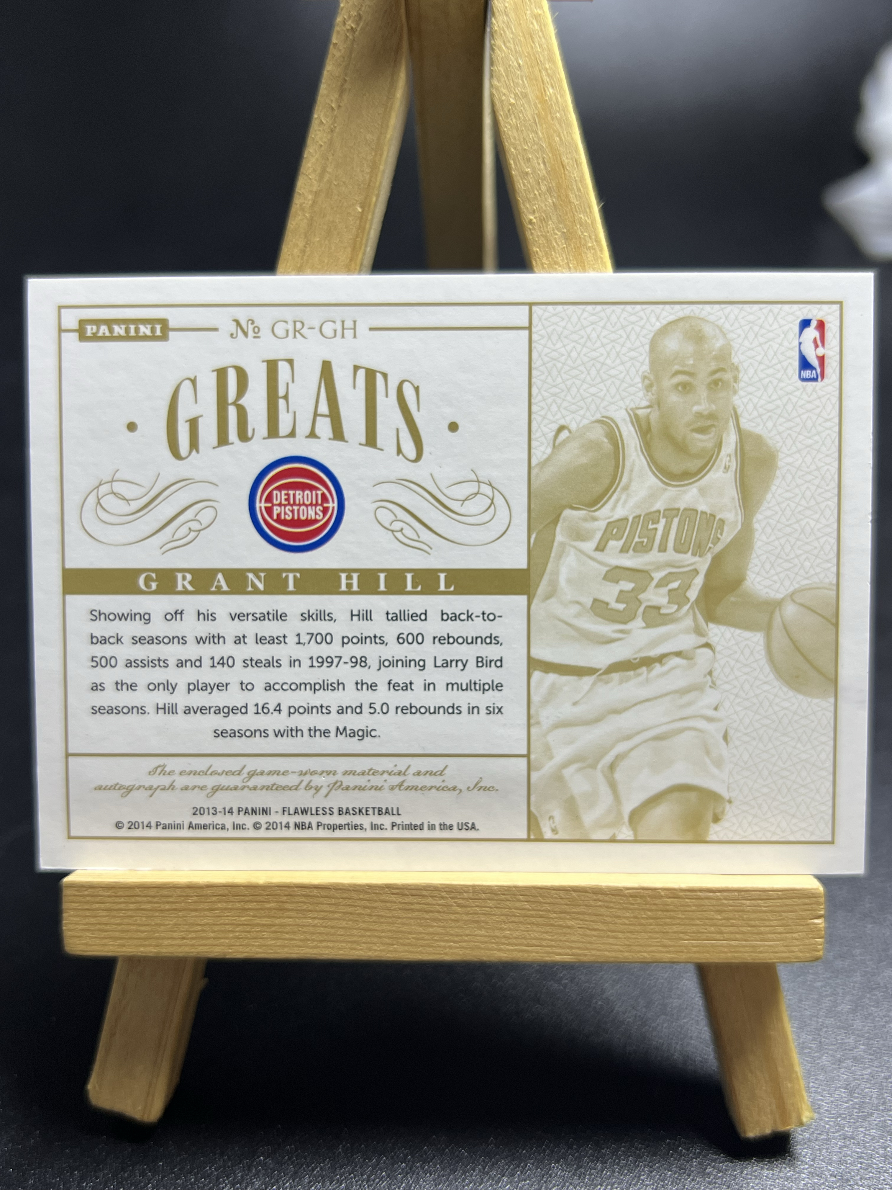 2013-14 Panini Flawless Grant Hill 格兰特 希尔 活塞 手提 伟大签 PA DPA 腰子 25编 首编 卡签 签字 GU落场 物料 patch 暴力切割 叉叉拍卖