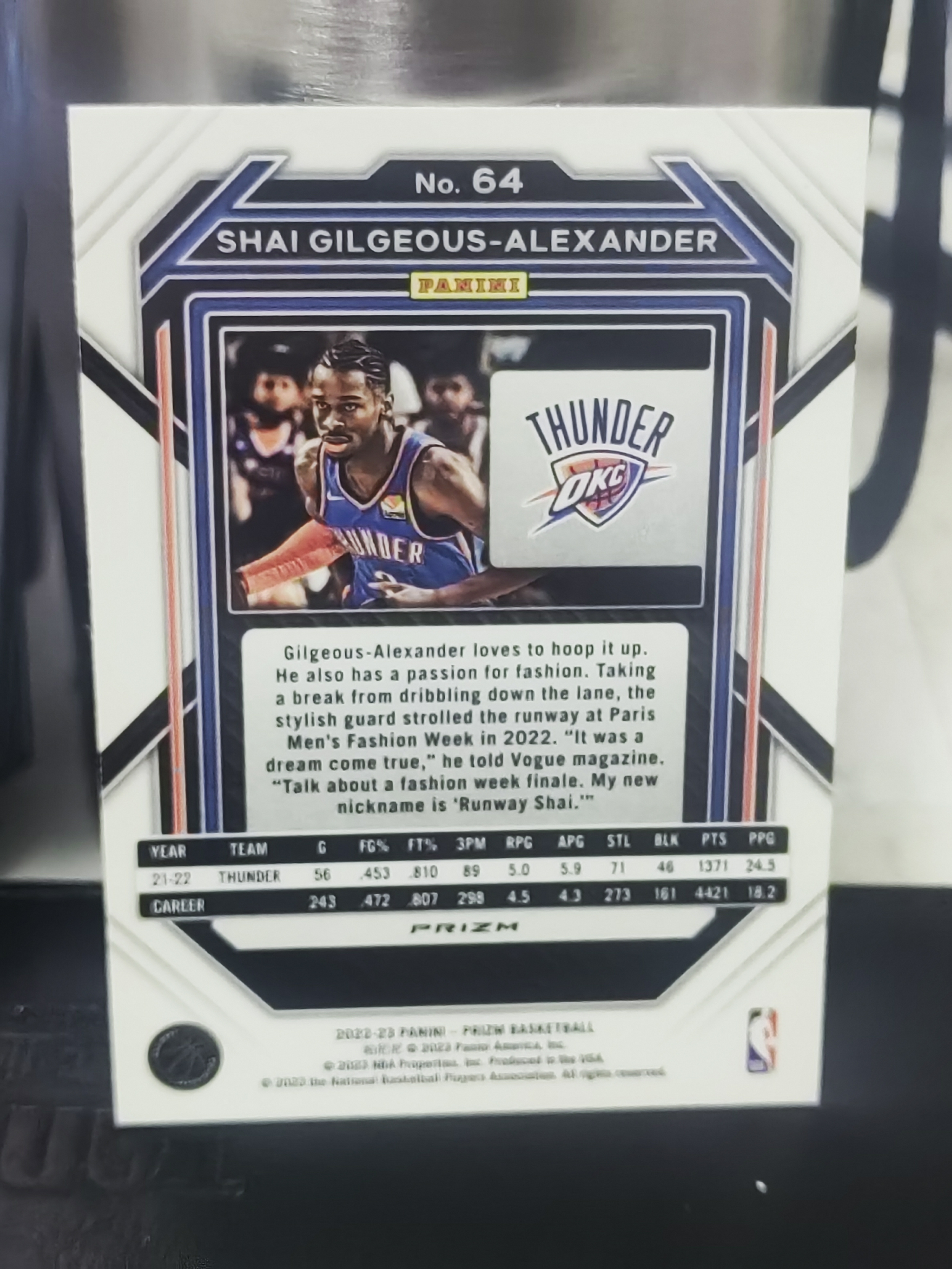 2022-23 Panini Prizm Shai Gilgeous-Alexander PZ SGA 亚历山大 Hyper折 雷霆 篮 白边白角 不保卡品 卡品如图