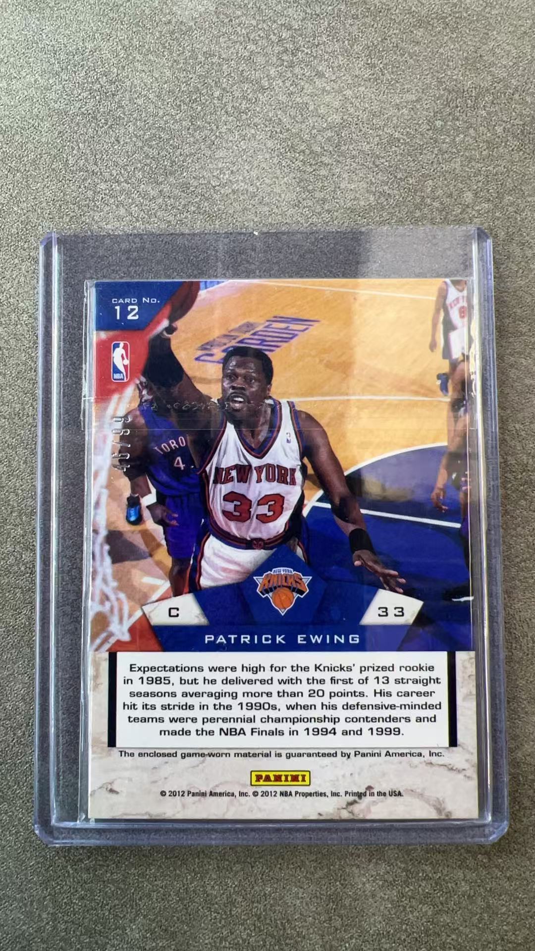 6541【330球星卡实体店代卖】2012 帕尼尼 Limited 雷米特 帕特里克 尤因 Patrick Ewing 尼克斯 传奇 46/99编 球衣实物 落场 仅顺丰寄付(UK23)