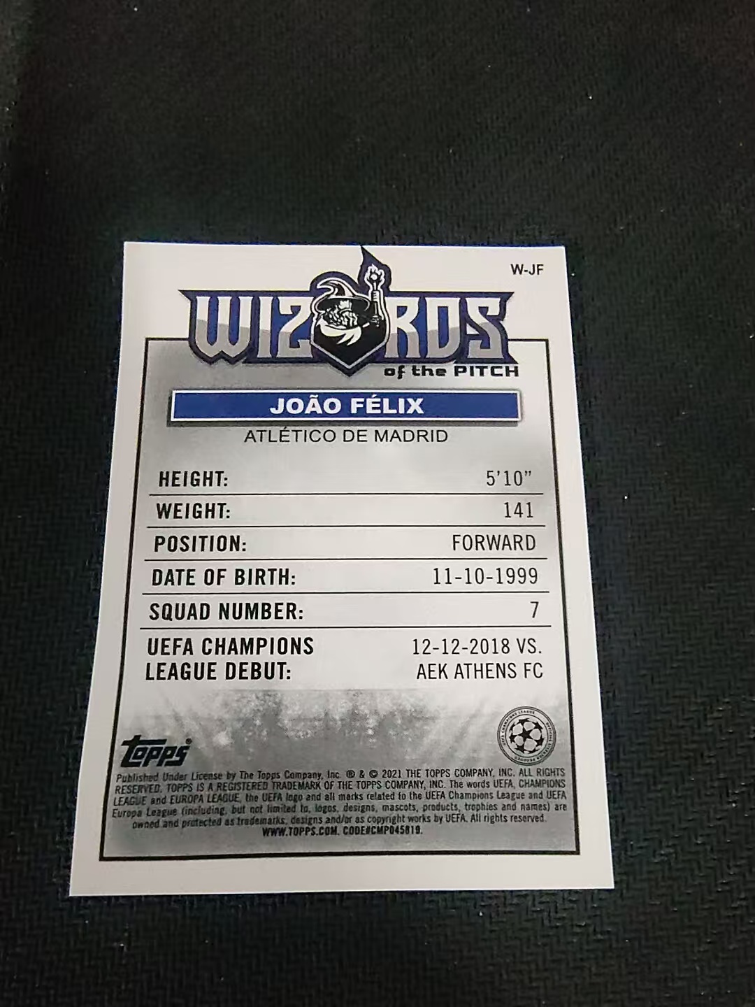 【可合并,不累计】2021 Topps Merlin chrome Joao Felix 梅林 银折 Wizrds 特卡 菲利克斯 葡萄牙 切尔西 马竞