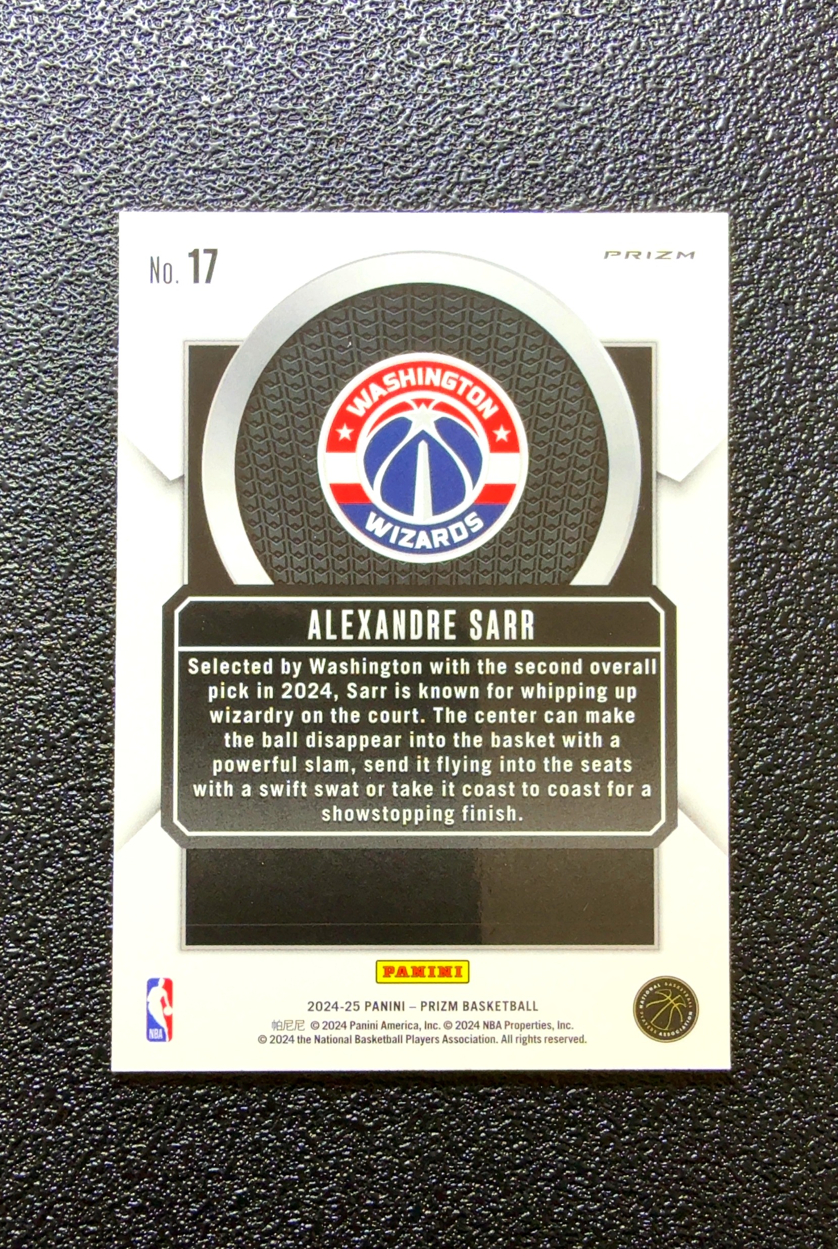 【小白1%代卖】2024 Panini Prizm Talismen 塔利斯曼 Alexandre Sarr 亚历山大·萨尔 银折 折射 新秀 RC 卡品如图 高价值 #17 0020#133
