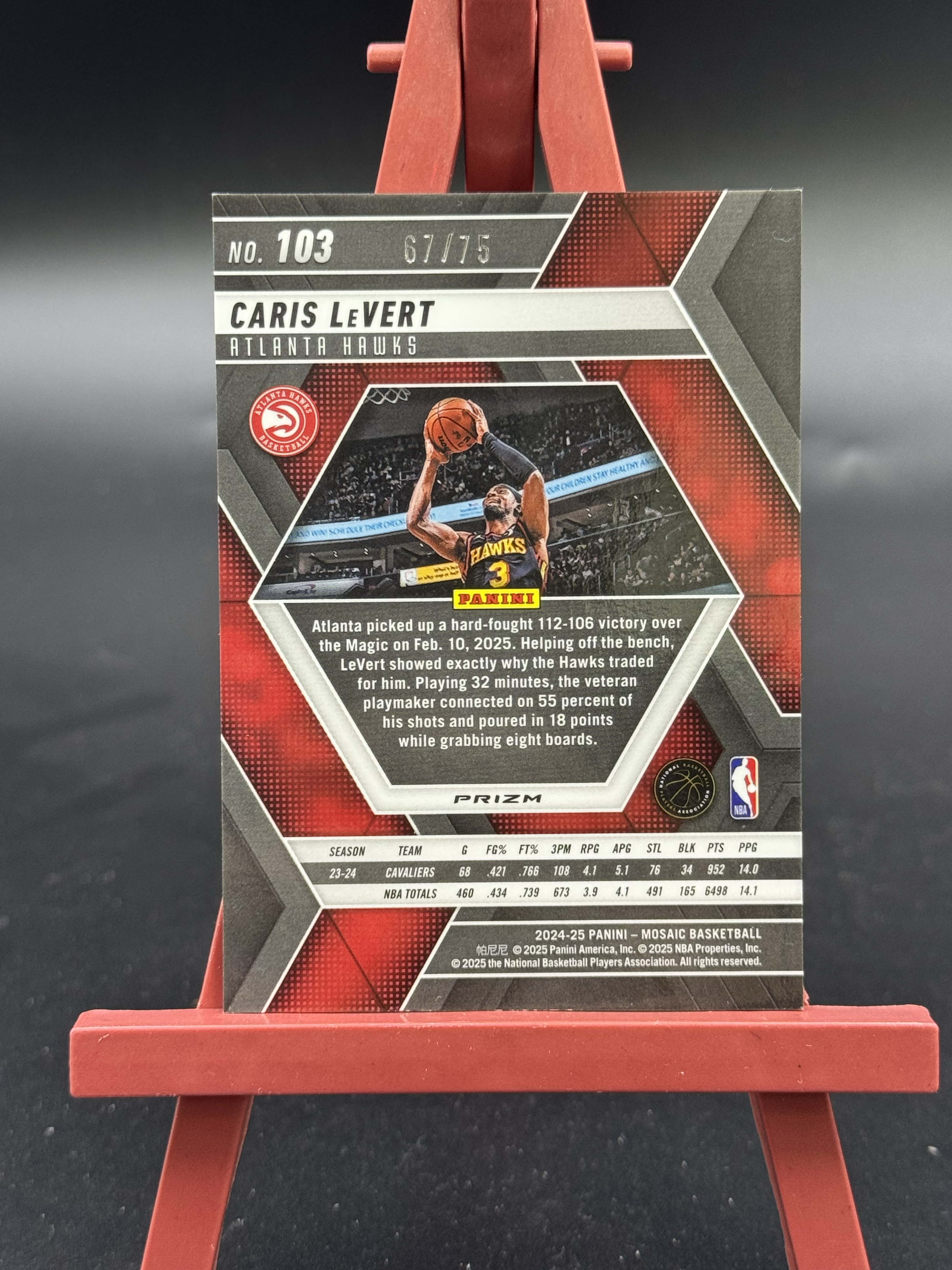 2024-25 panini Mosaic Caris LeVert 马赛克 老鹰 卡里斯 勒弗特 红圈圈折 折射 67/75编 【优质球星折射专场】Hzo4