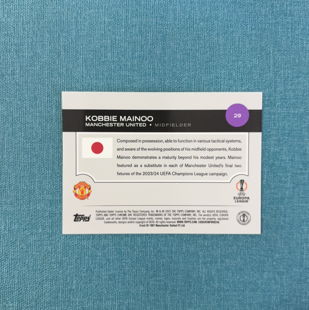 2024-25 Topps Chrome 欧战 日版 Kobbie Mainoo 科比 梅努 05/50编 金mojo折 曼联 卡品如图 433HP