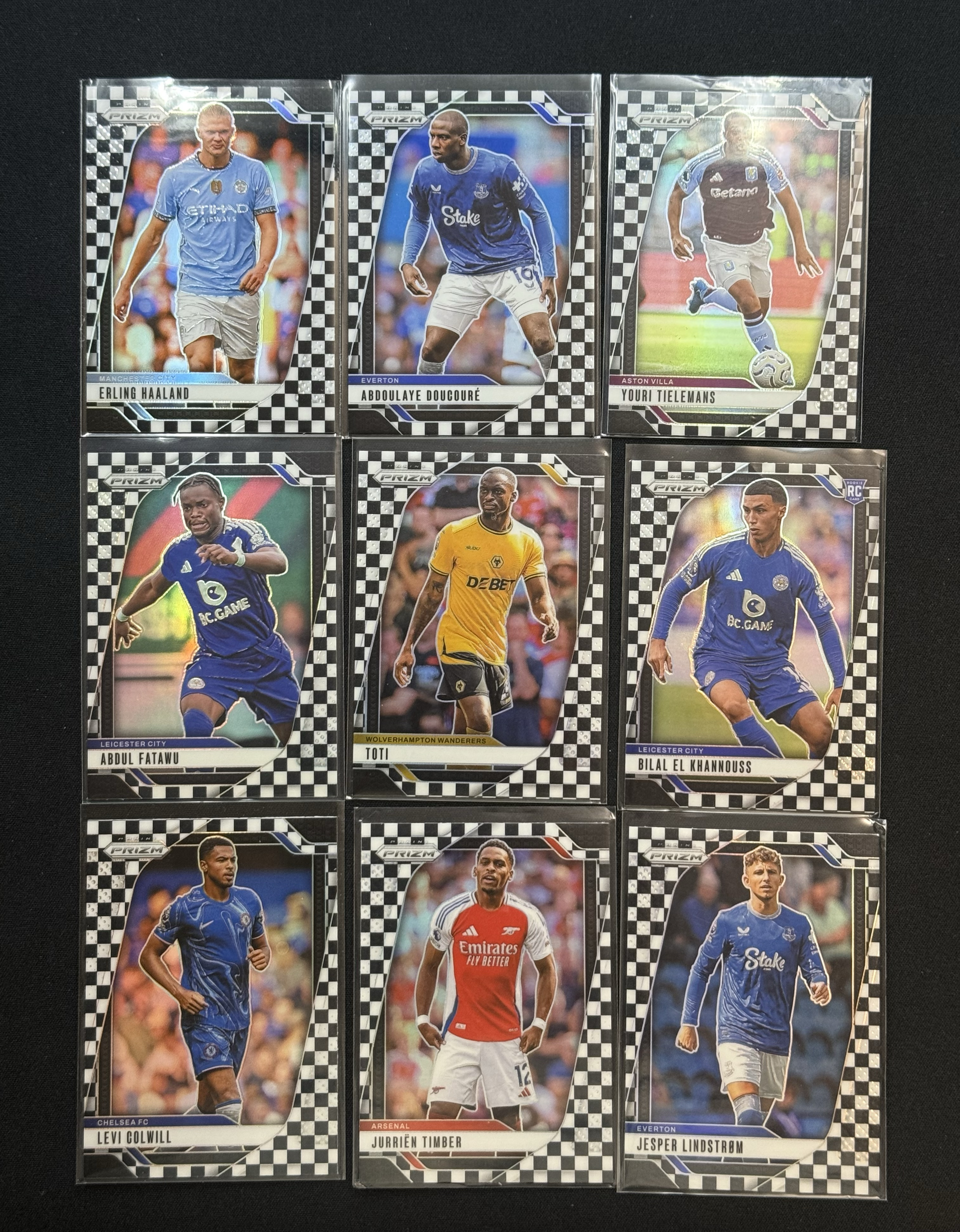 2024-25 Panini Prizm Erling Haaland 【小贝代拍】英超 Pz 哈兰德 法塔乌 廷贝尔 蒂勒曼斯 科尔维尔 等 黑白格子折 不保卡品 凑套必备 拍前看描述 XNP