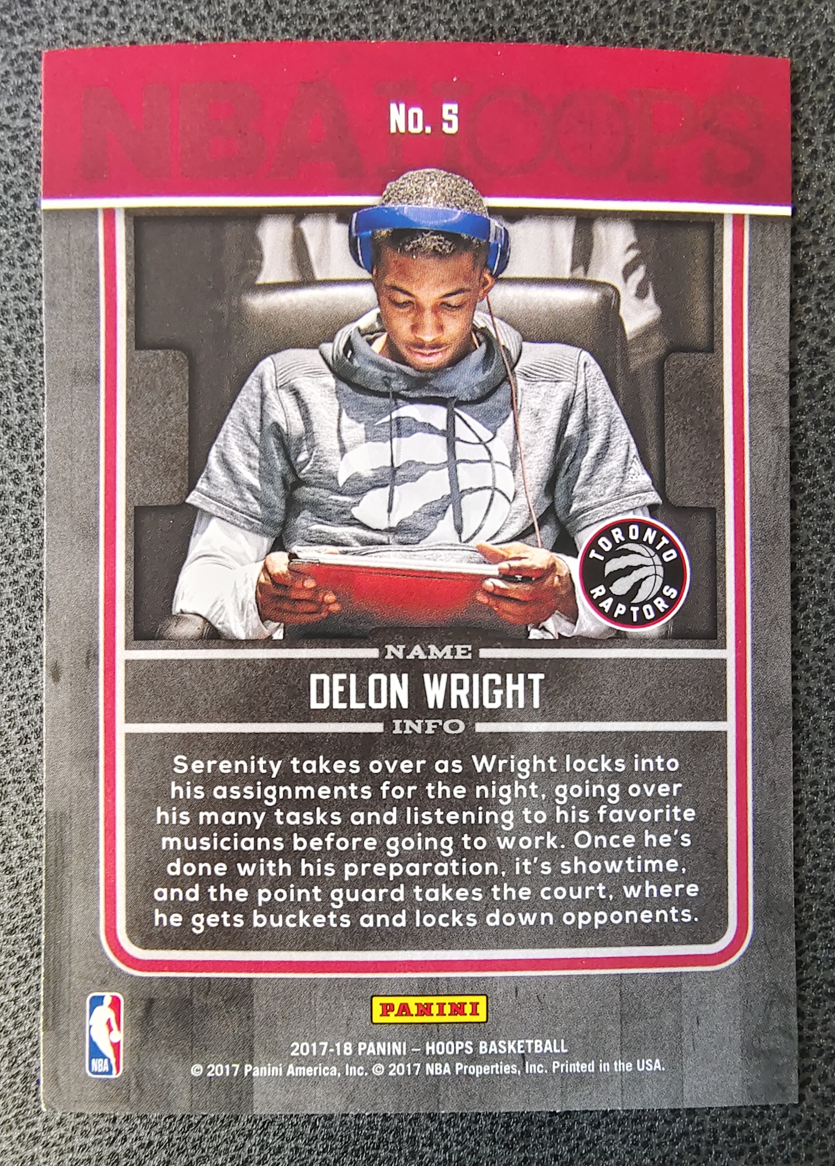 2016-17 Panini NBA Hoops Delon Wright 多伦多 猛龙队 德隆 特卡 卡品如图