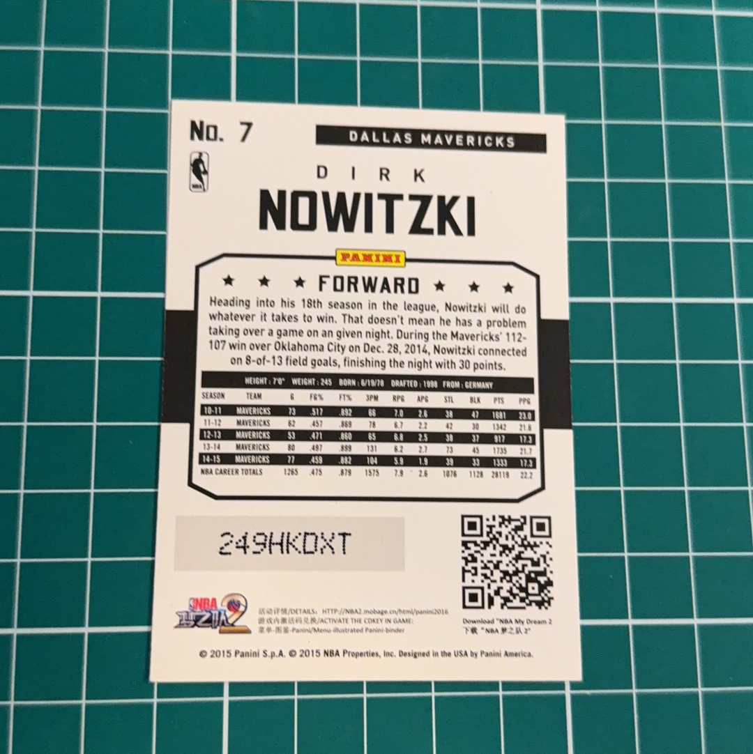 2015-16 Panini Americana Dirk Nowitzki S.p.a.德克诺维斯基诺维茨基 司机 折射特卡 烟花折卡 多年老卡 绝版卡 稀有大比例 收藏必备