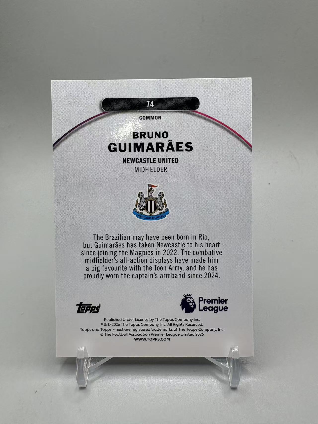 2025-26 Topps Finest bruno guimaraes 【灰灰代拍】全新 英超 finest 纽卡斯尔 吉马良斯 蓝格子折 99编 一级 疯