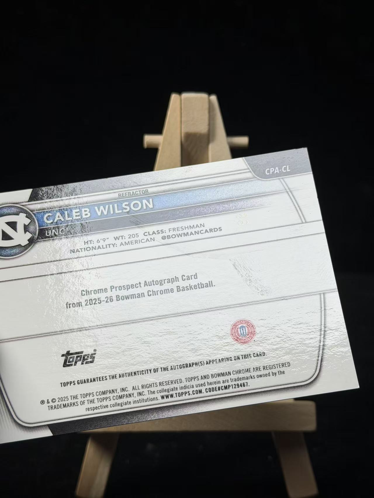 【Ai拍卖】2025-26 Bowman Chrome Refractor Caleb Wilson 1st凯莱布 威尔逊 146 /499 编 贴签 签字 潜力新秀 瑕疵如图 29-大雨