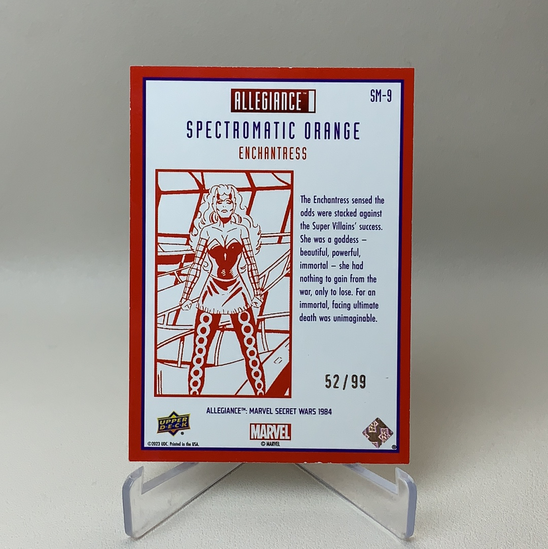 【弈卡代拍】2023 Upper Deck Allegiance Secret wars 漫威 秘密战争 橙碎冰折 折射 Enchantress 魅惑魔女 52/99编 品相如图 凑套必备 真帕杰洛