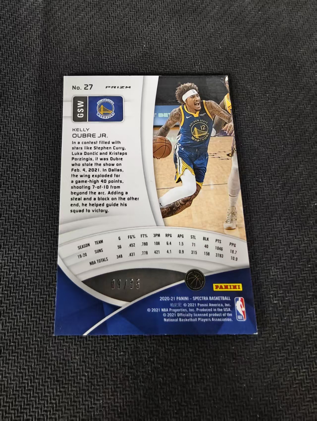 【可合并,不累计】2020-21 Panini Spectra Kelly Oubre Jr. 凯利 乌布雷 勇士 光谱 35编 碎冰折 边角瑕疵