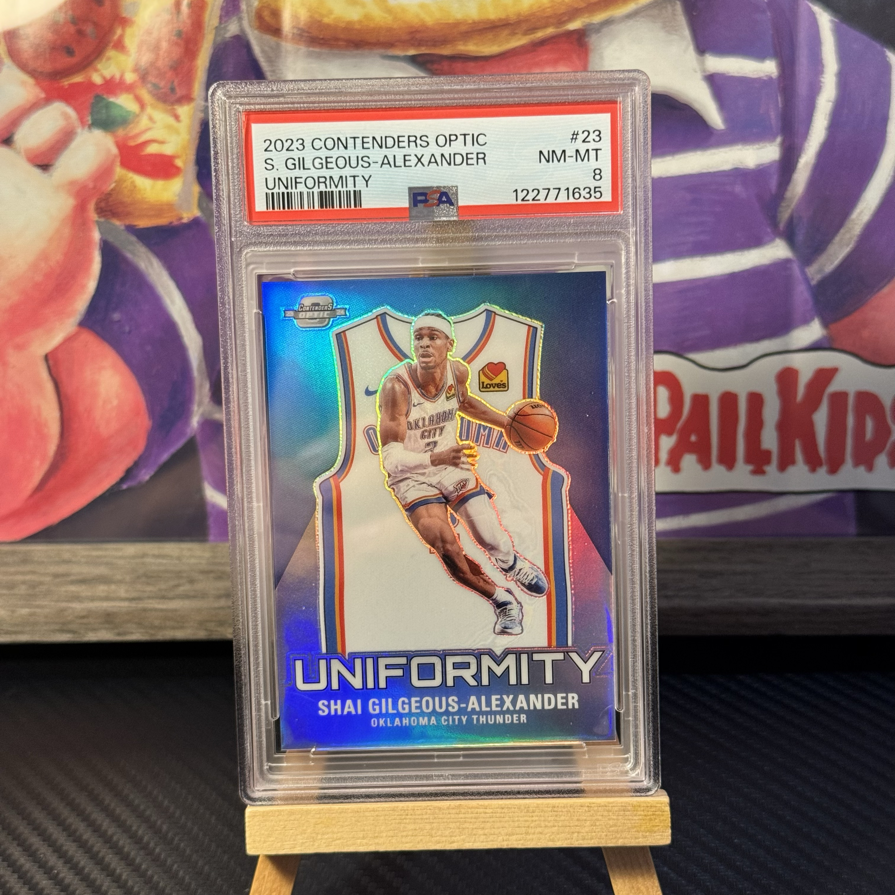 2023-24 Panini 球票 Optic Shai Gilgeous-Alexander 雷霆 亚历山大 PSA评级8分 SGA 球衣 小背心特卡 银折 折射 卡壳完美 收藏必备