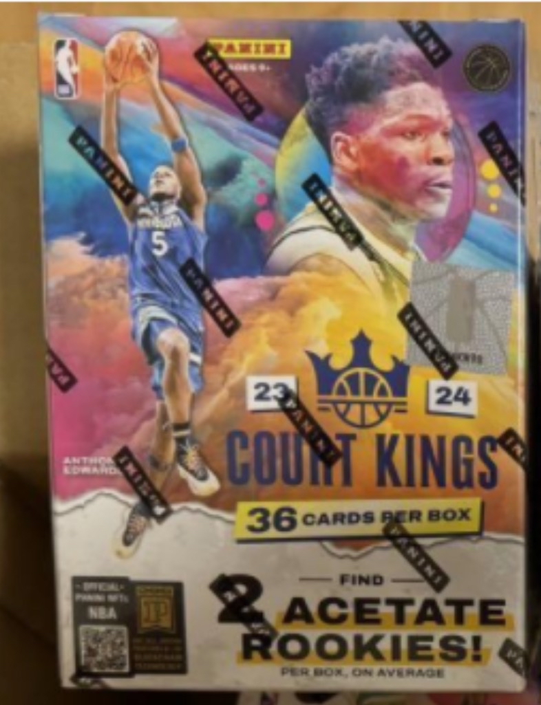 2023-24 Panini Court Kings Blaster Basketball 油画手雷单（1）盒，可博新秀文班亚马画布，8编特卡，库里，勒布朗等好人画布，拆封不退不换，慎拍！第一盒