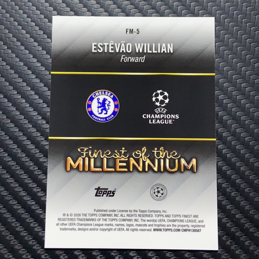 2026 Topps Finest 卡品如图(一哥) ESTEVAO WILLIAN RC 欧冠 切尔西 埃斯特旺 威廉 旺仔 RC 新秀 银折 千禧年最佳球星特卡 Finest of the Mil