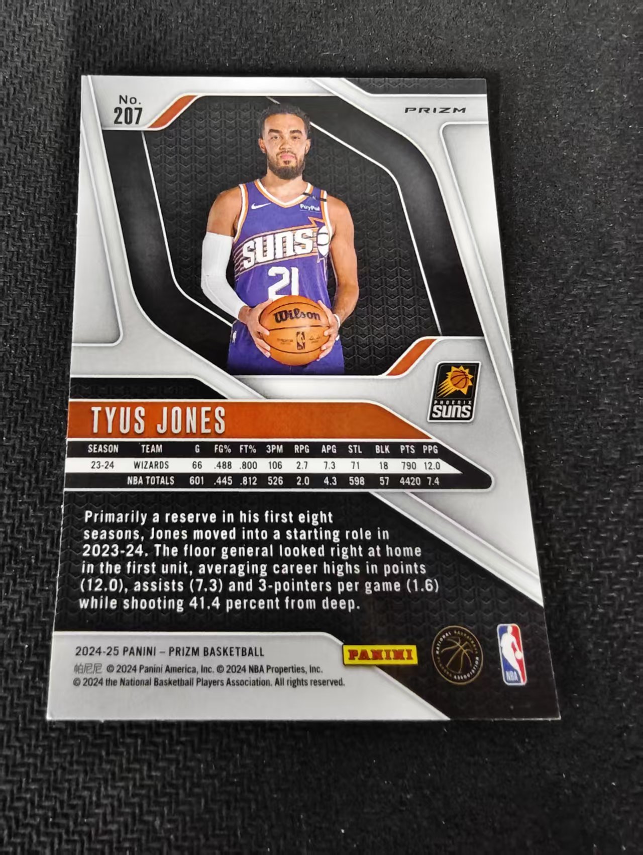 2024-25 Panini Prizm Tyus Jones 太阳 泰厄斯 琼斯 绿折 PZ 划痕 边角瑕疵 #207
