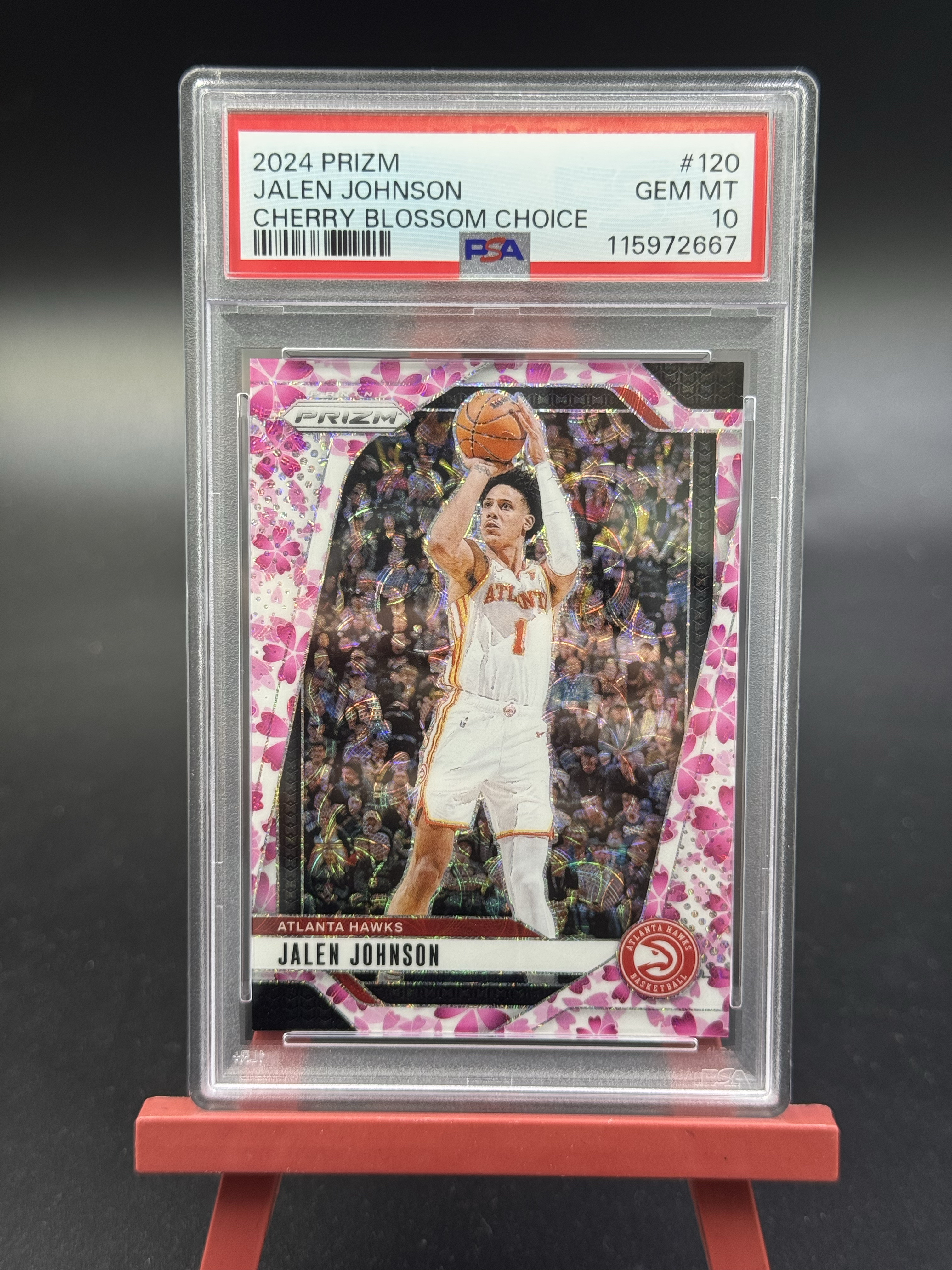 2024-25 Panini Prizm Jalen Johnson 老鹰 杰伦 约翰逊 樱花折 折射 大比例 02/20编 PSA10分评级卡 【优质折射专场】Hzo1026