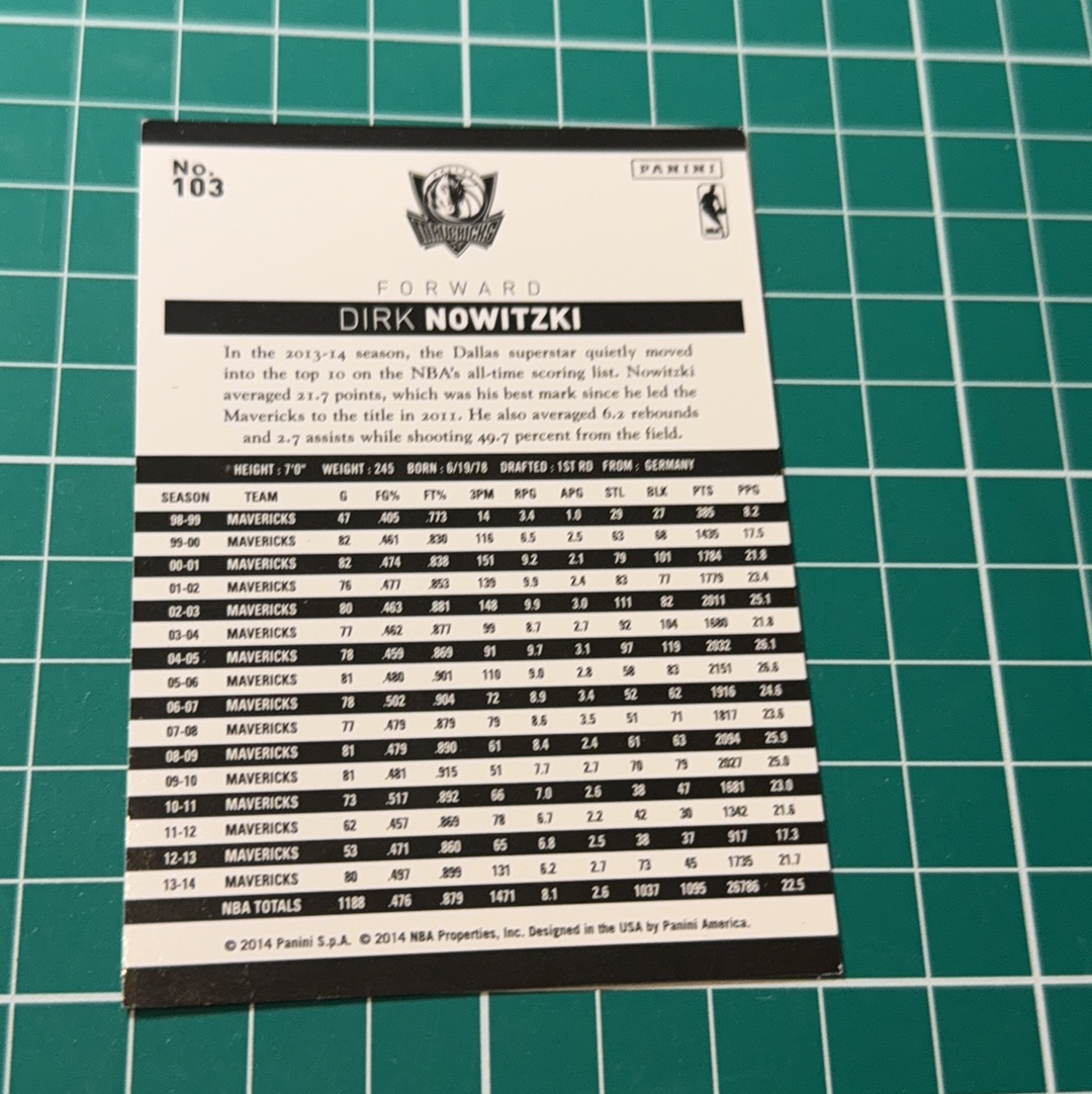 2014-15 Panini Americana Dirk Nowitzki S.p.a. 德克诺维斯基 诺维茨基 德国战车十年老卡 绝版卡 稀有base