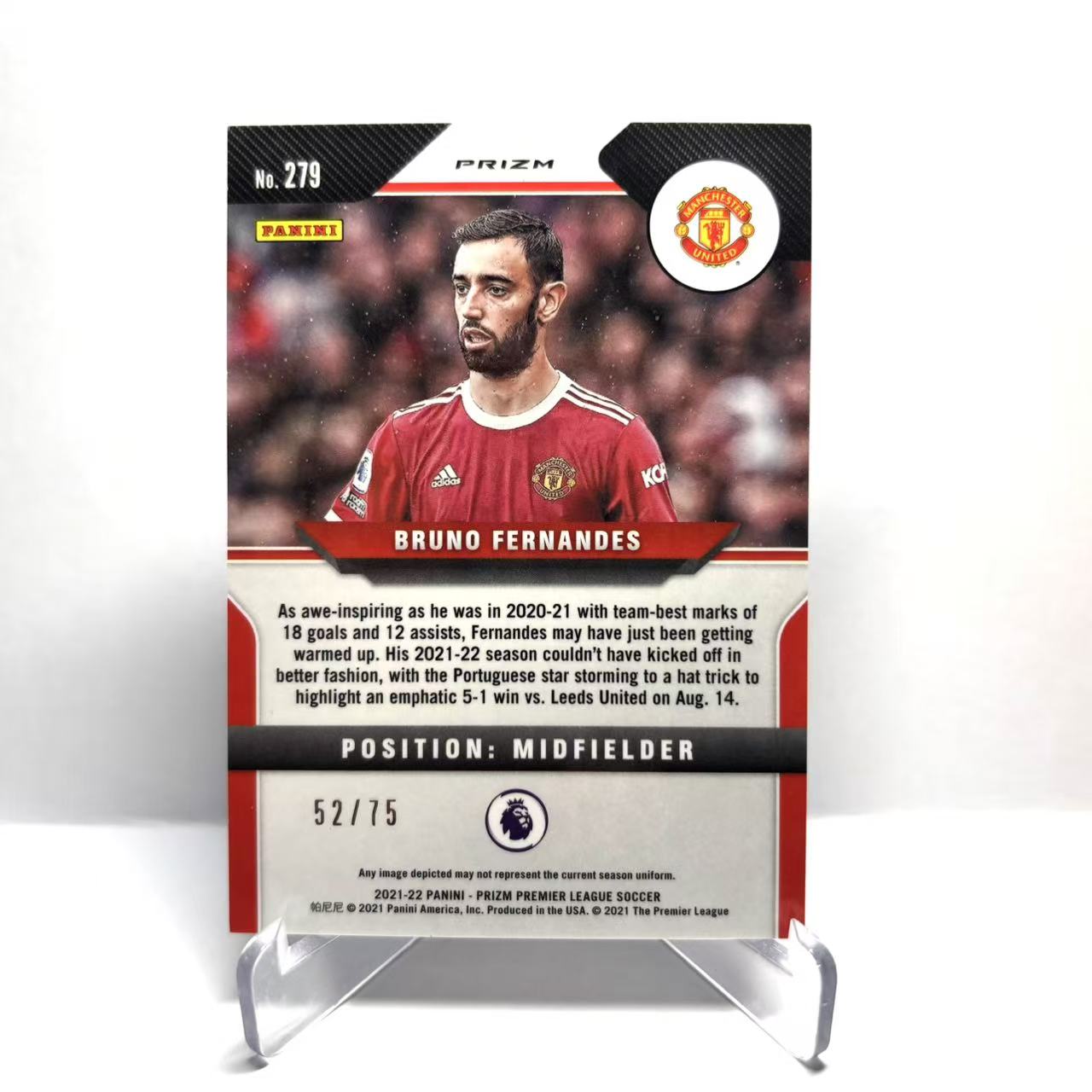 【东明】Panini 21-22 Prizm 曼联 Bruno Fernandes 布鲁诺 费尔南德斯 B费 75编 蓝碎冰折 折射 卡品如图 葡萄牙