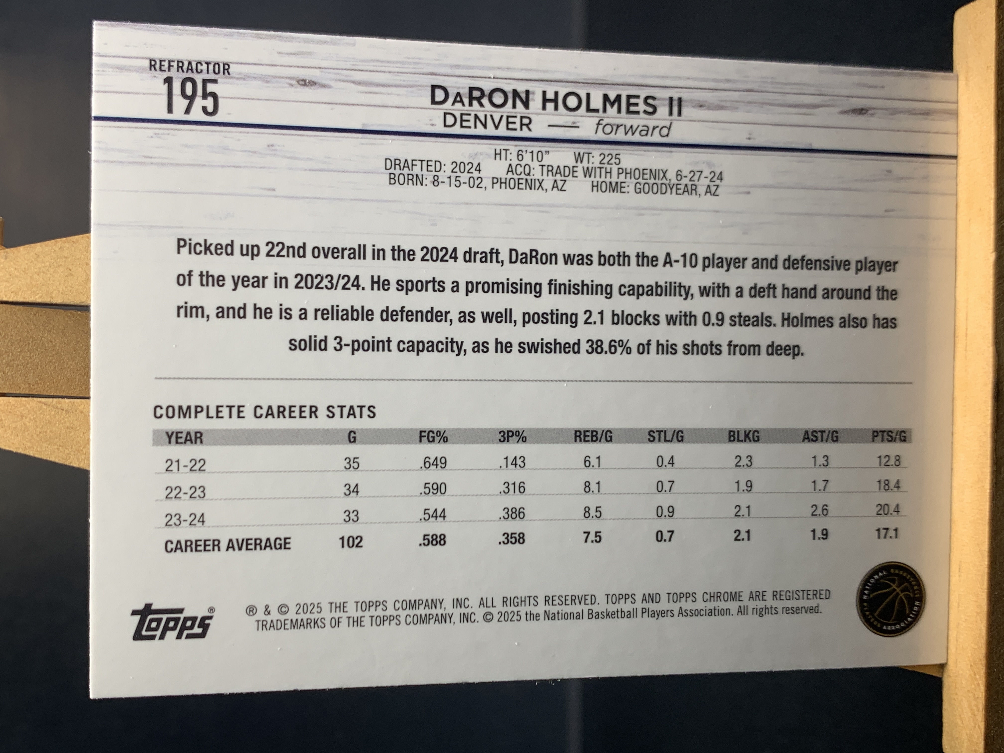 (S8) 2025 TOPPS 折射 新秀RC 达隆 霍姆斯二世 近期大热球星 收藏必备 卡品如图 ! ! !