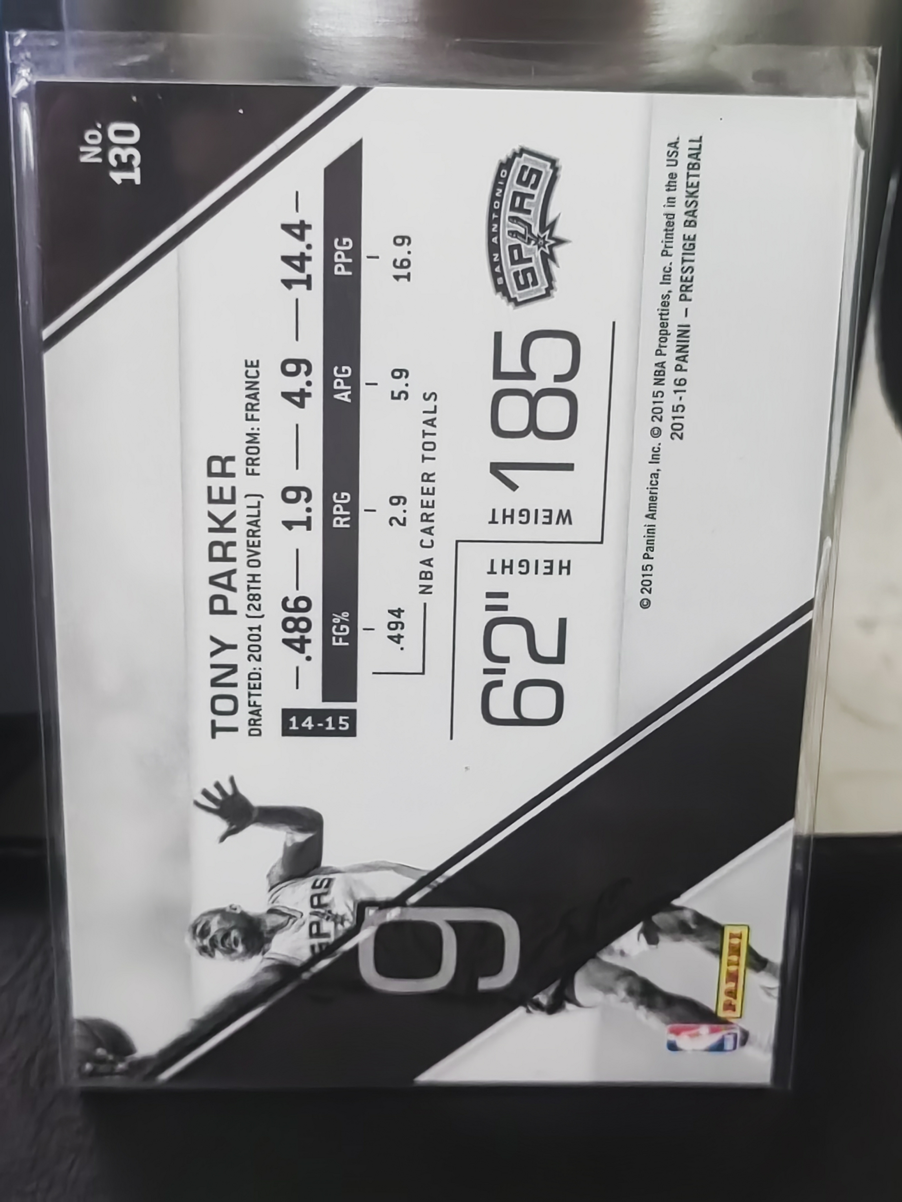2015-16 Panini Prestige Tony Parker 托尼 帕克 马刺 法国跑车 篮 白边白角 不保卡品 卡品如图