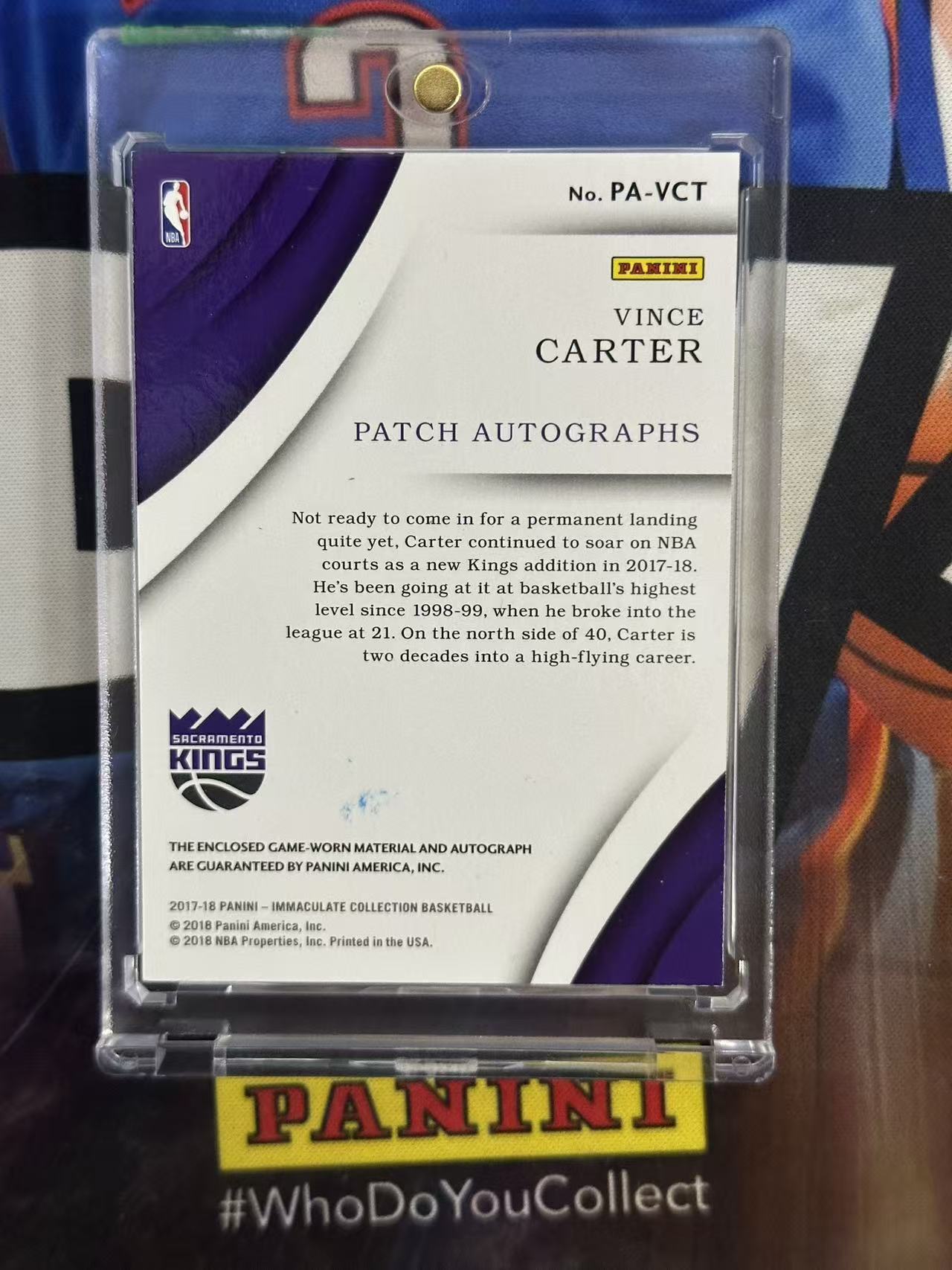 2017-18 Panini Immaculate Vince Carter 【小猪包代卖】卡特 15编 PA 背号签 签字 卡签 名人堂 红平行 三色patch 墨迹好 背面染色