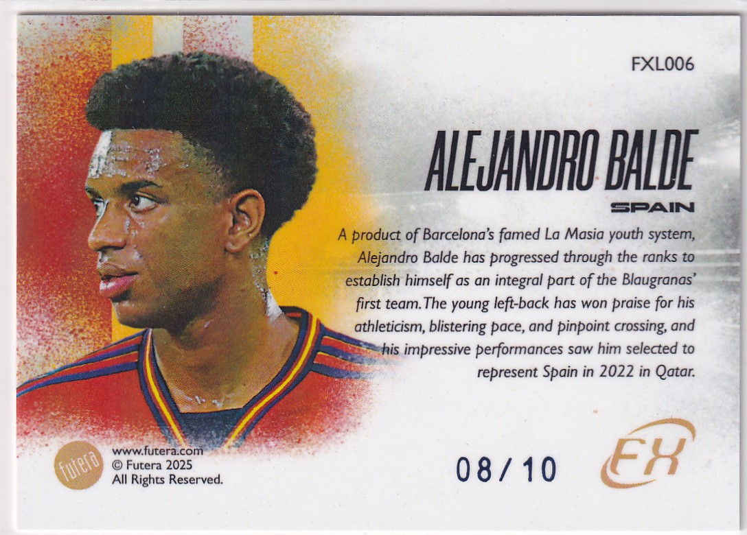 【thebighit】不累计004.2025 Futera FX 福特拉 西班牙 巴尔德 全景特卡 08/10编