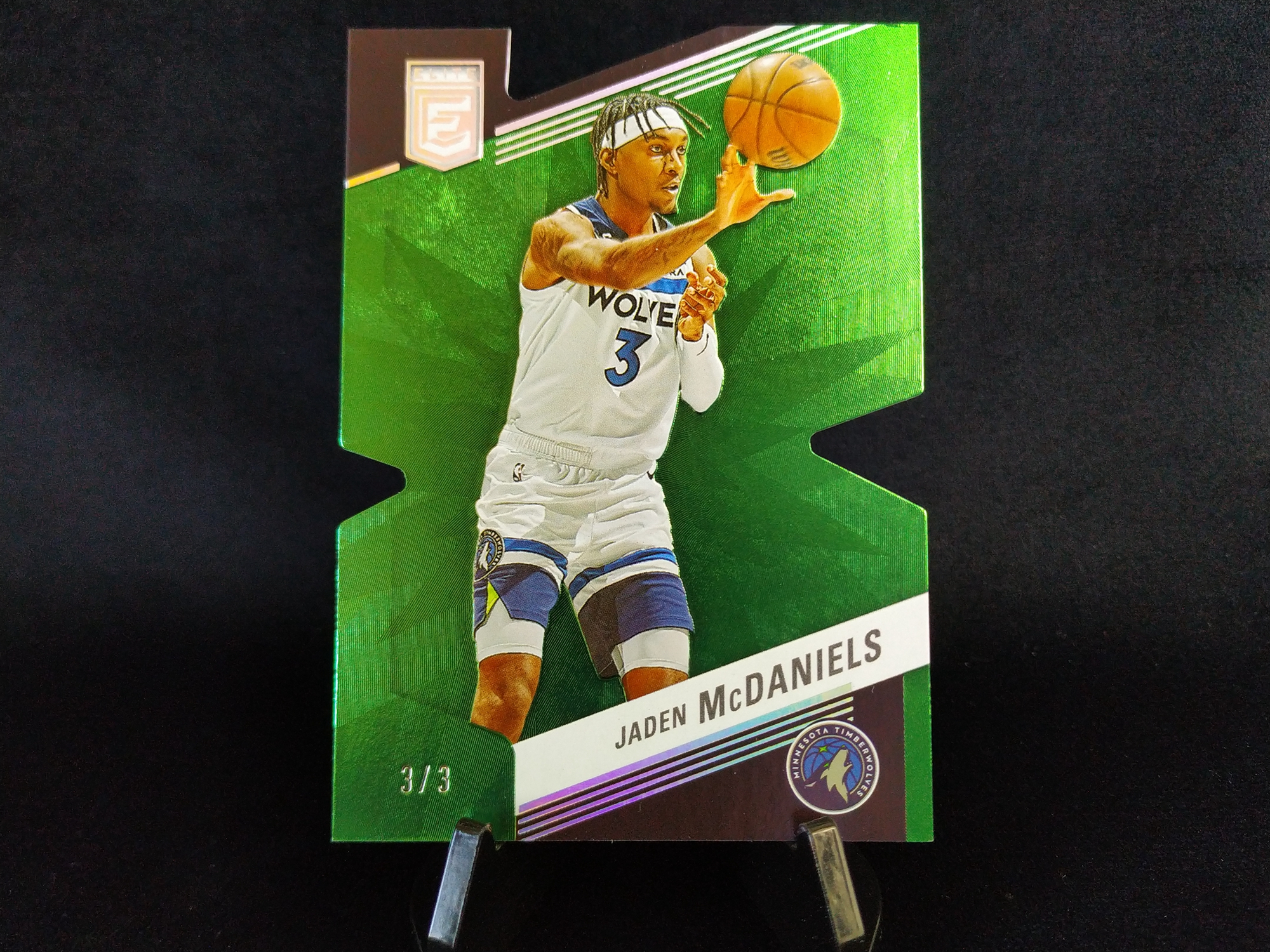 10-7【老斑马拍卖】wzjz 2 Panini 2022-23 杜蕾斯 Donruss Elite 森林狼  异形 绿色平行 3/3编 双同背 尾编 杰登 麦克丹尼尔斯 Jaden McDaniels 卡品如图