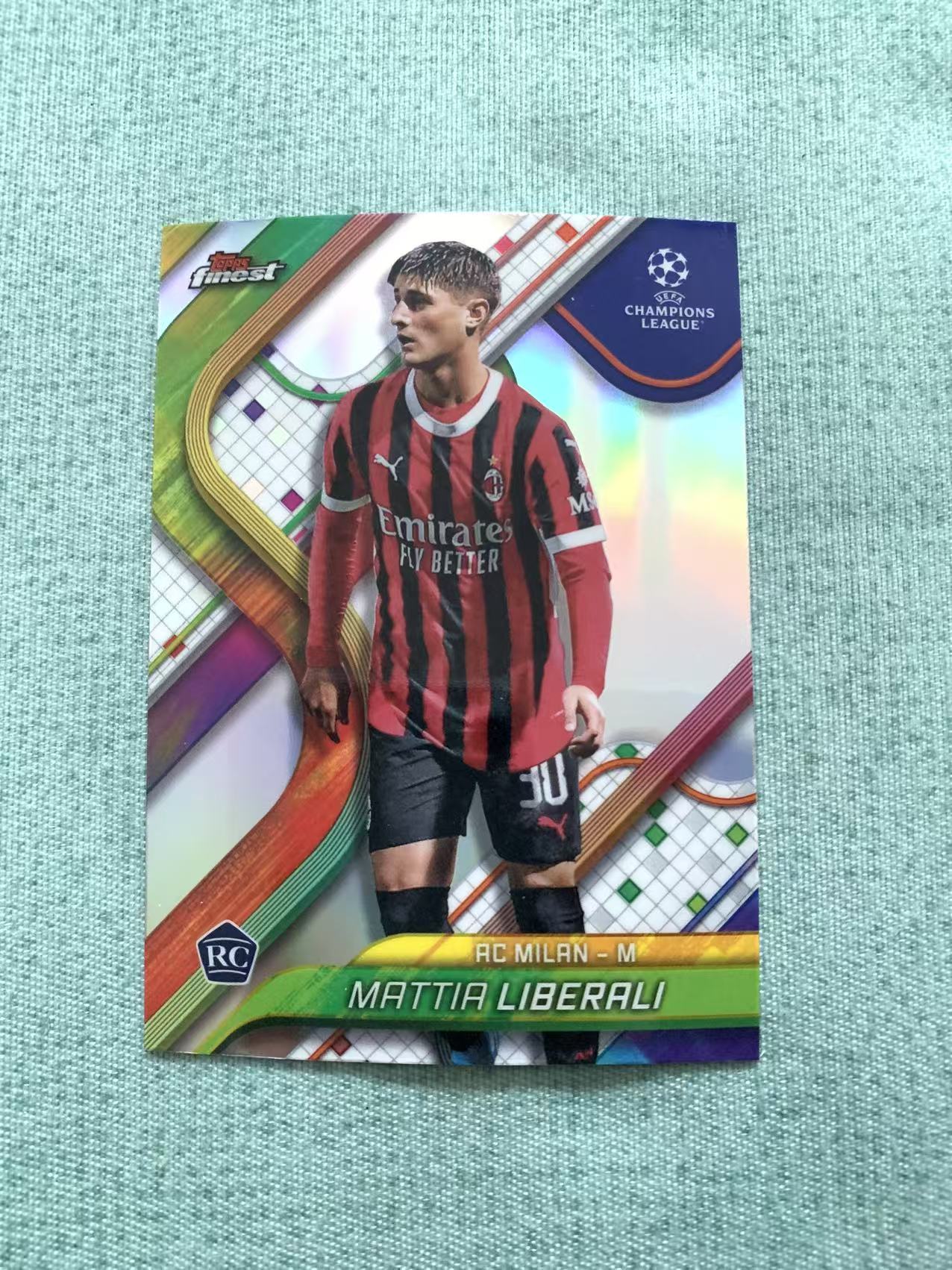 2025 Topps Finest mattia liberali 利贝拉利 新秀RC 意大利 AC米兰 银折 欧冠 卡品如图 谔谔