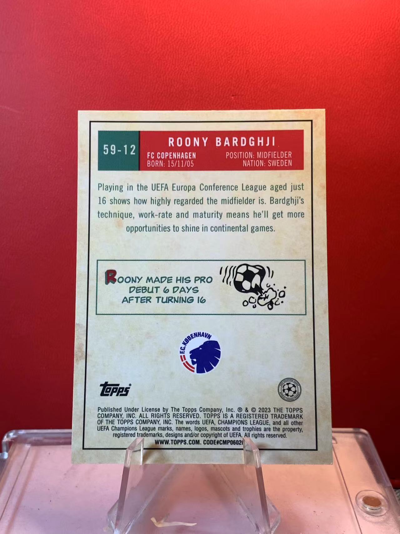 (詹叔代拍)2023 Topps Chrome Roony Bardghji RC 欧冠tc 巴尔德吉 哥本哈根 新秀 rc 复古大头 特卡 折射 卡品如图 顺丰寄付