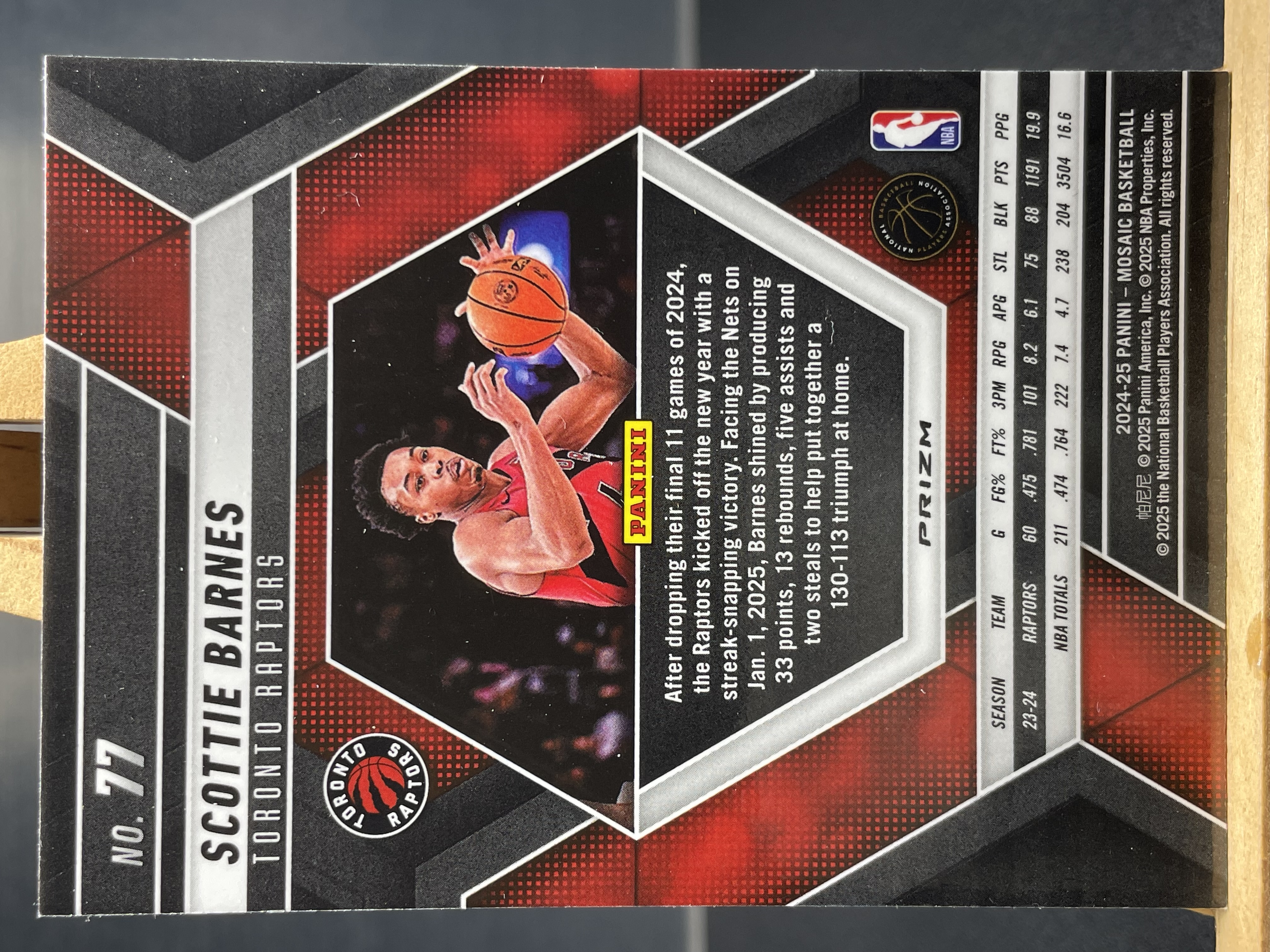 (B8) 2024-25 PANINI 马赛克 折射 斯科蒂 巴恩斯 猛龙 近期大热球星 收藏凑套必备 卡品如图 !!!