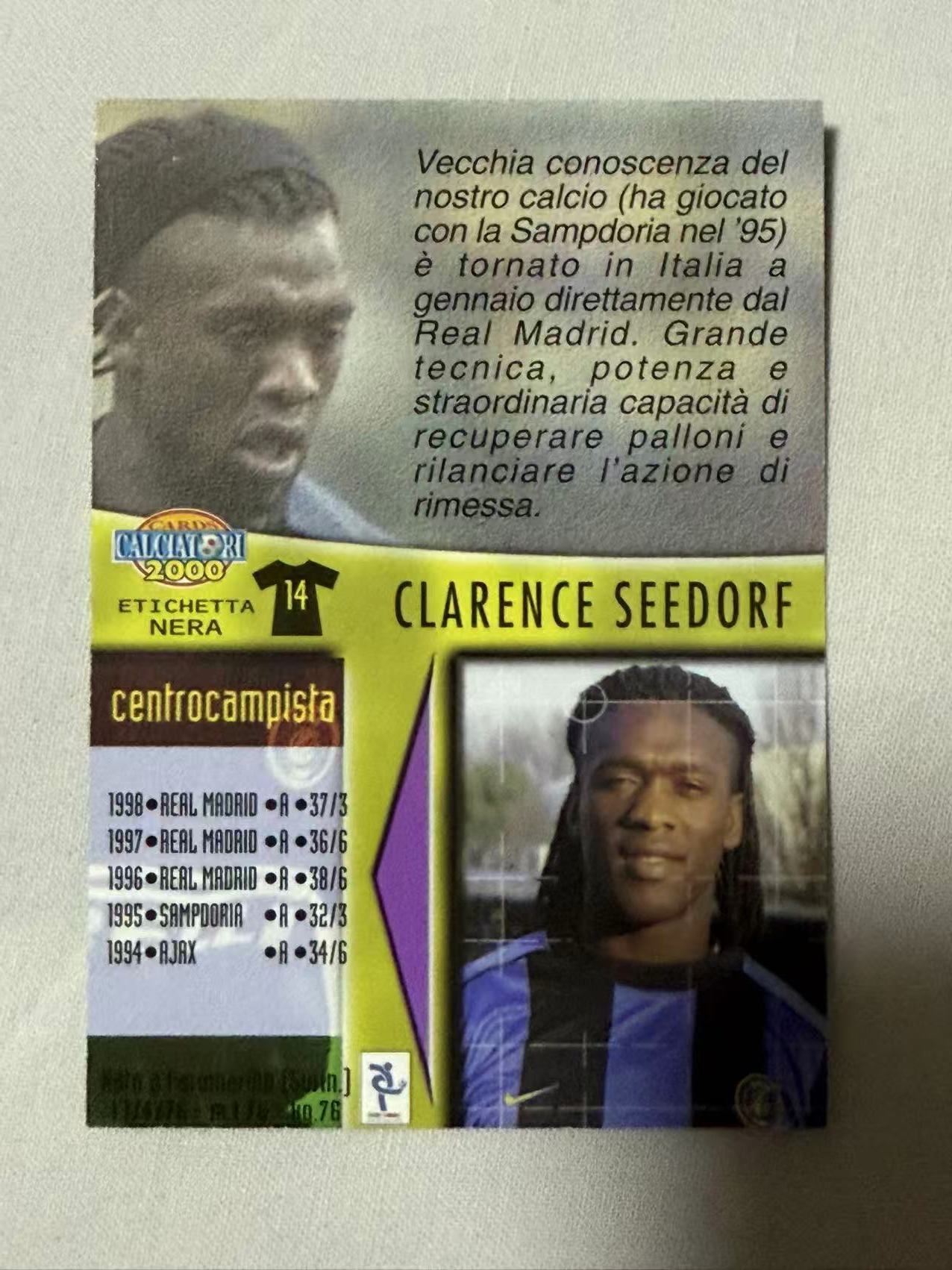 2000 MC 意甲 Clarence Seedorf 【mxn拍卖】西多夫 25年老卡 荷兰 AC米兰 国际米兰 皇马 阿贾克斯 桑普多利亚 不发到付