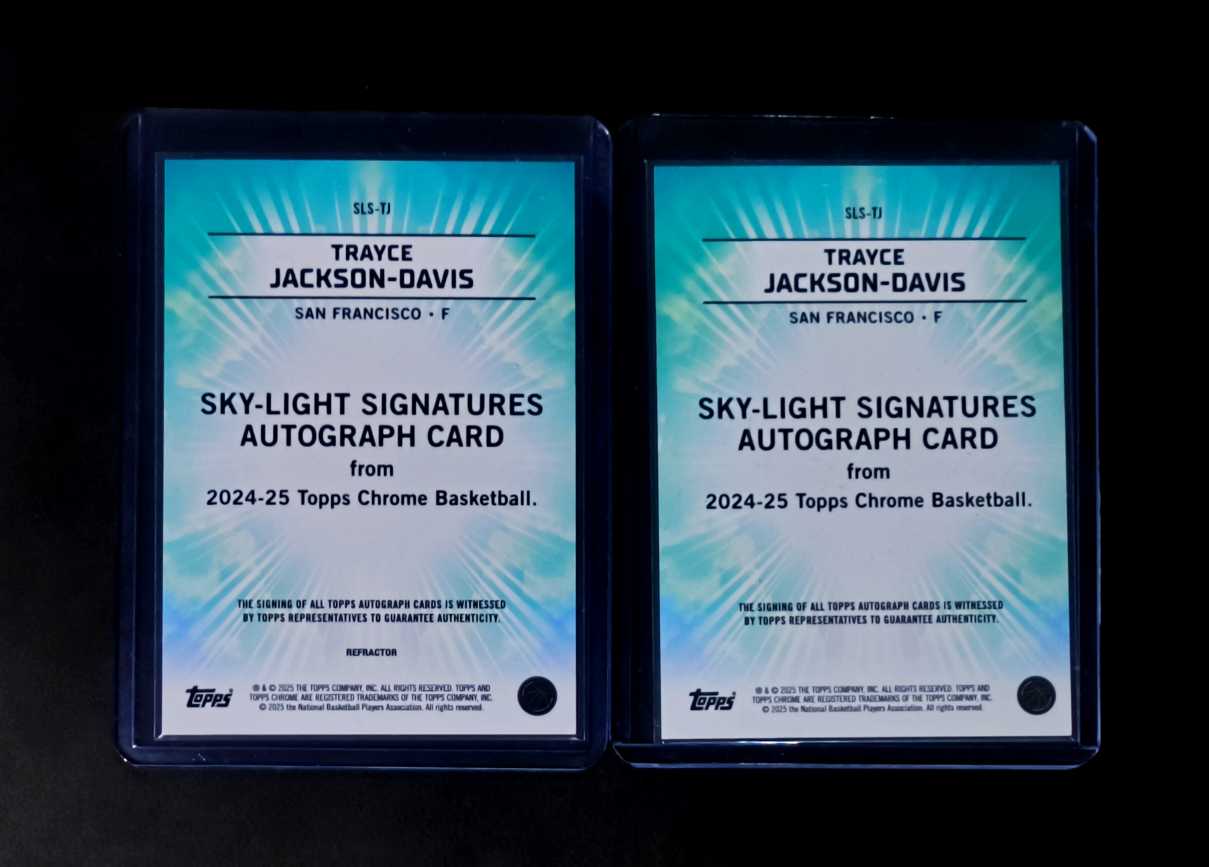 2025 Topps Chrome Trayce Jackson-Davis 勇士 土鸡蛋 TJD 特雷斯-杰克逊-戴维斯 金格子折 银折 签字 贴签 带编 限量50 2张lot 打包 实卡很美