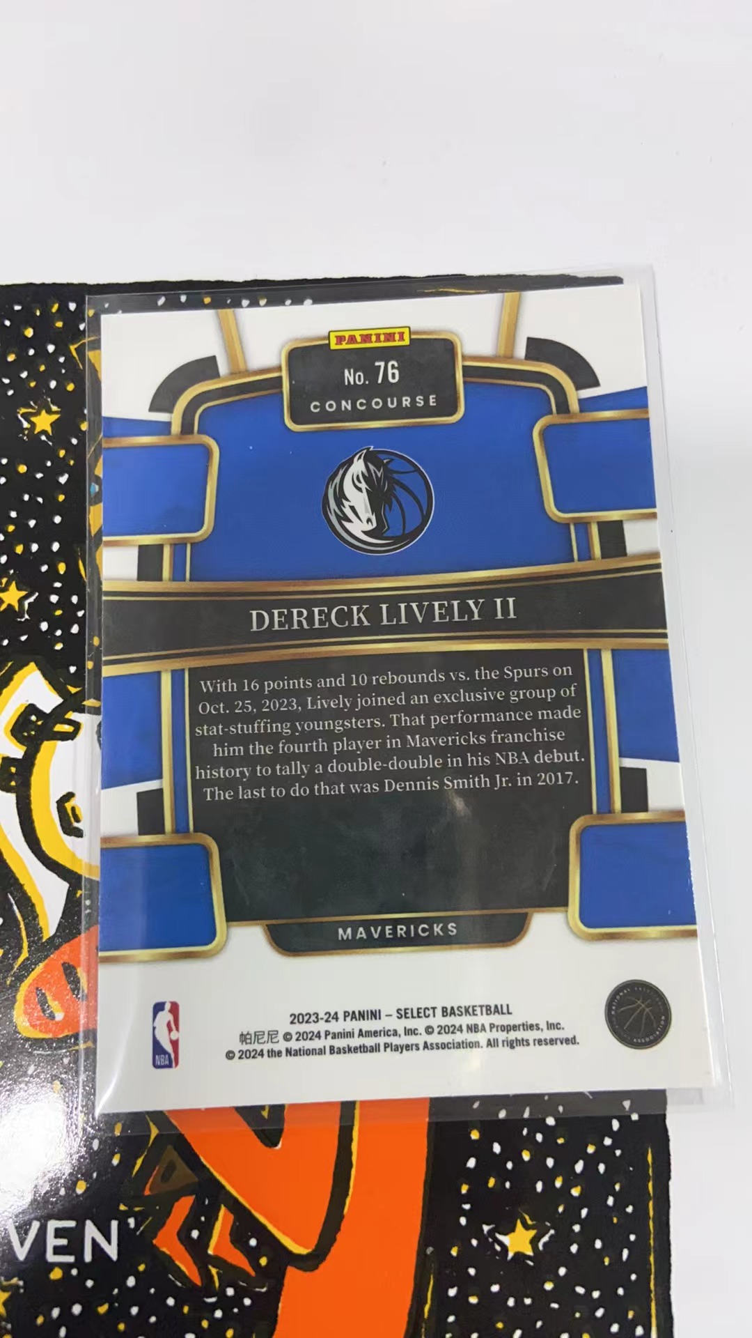 2023-24 Panini Select Dereck Lively II RC SELECT 新秀 德里克·莱夫利二世 独行侠 硬通货 卡品精美 凑套必备 收藏必备