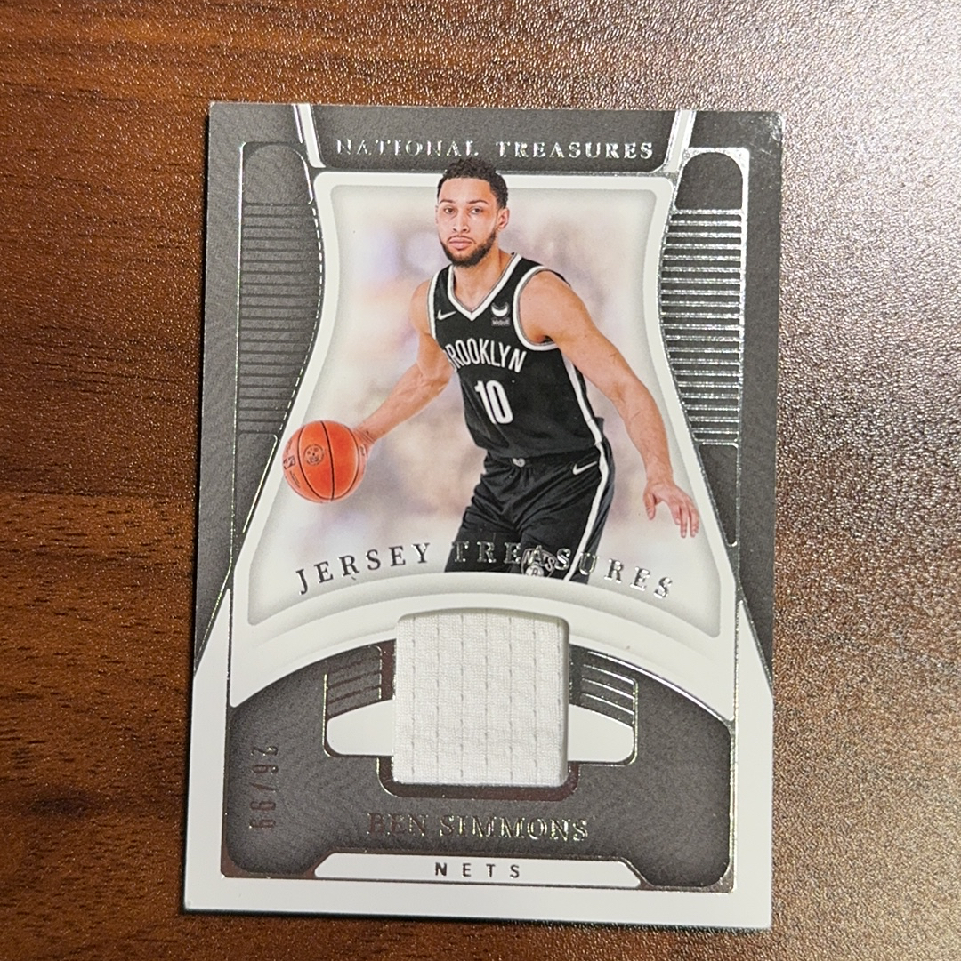 21-22国宝 篮网队 Ben Simmons 本 西蒙斯 99编 折射 落场 实物球衣物料Patch stu