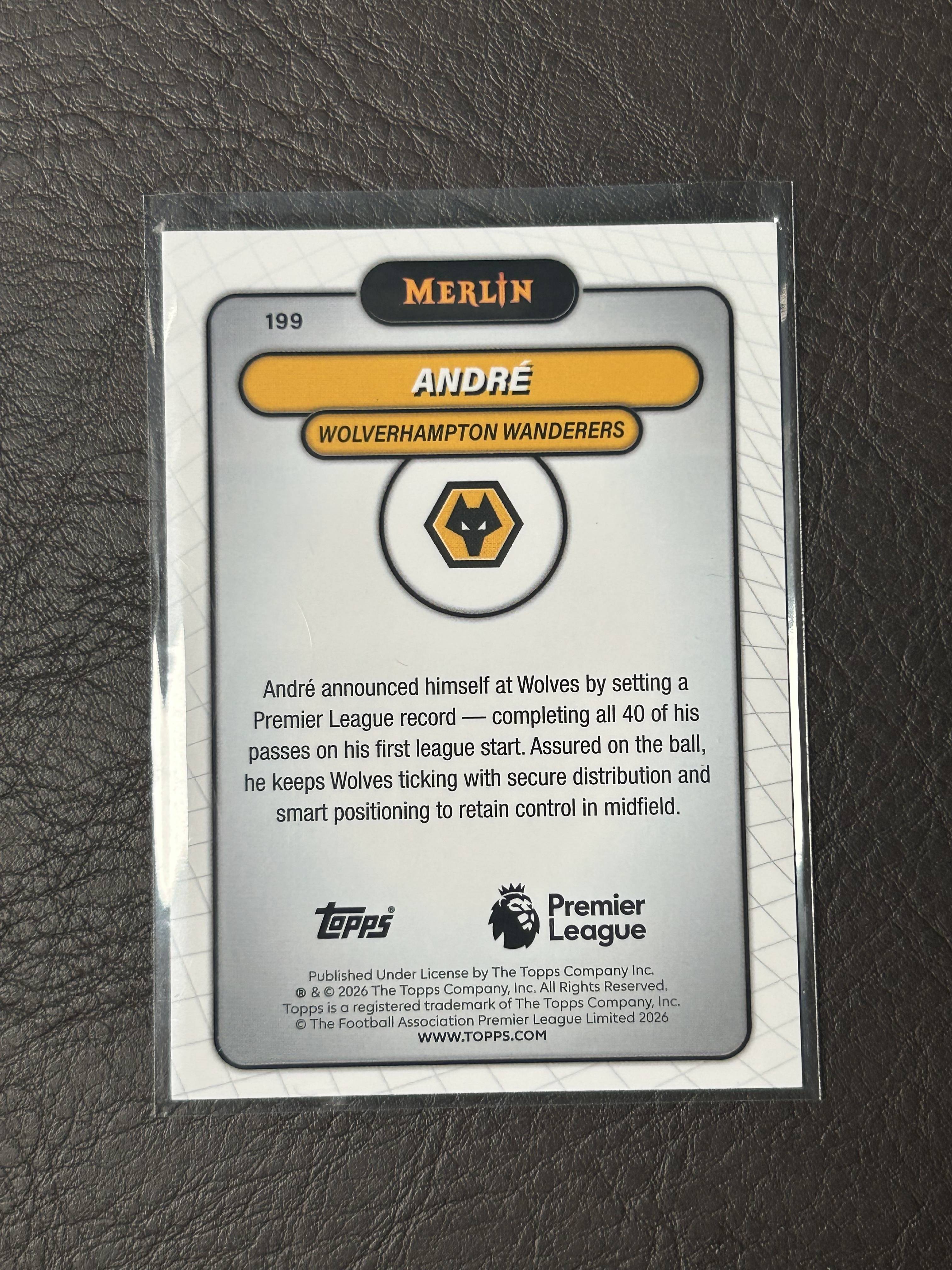 2026 Topps Merlin André #199 英超 梅林 粉折 250编 狼队