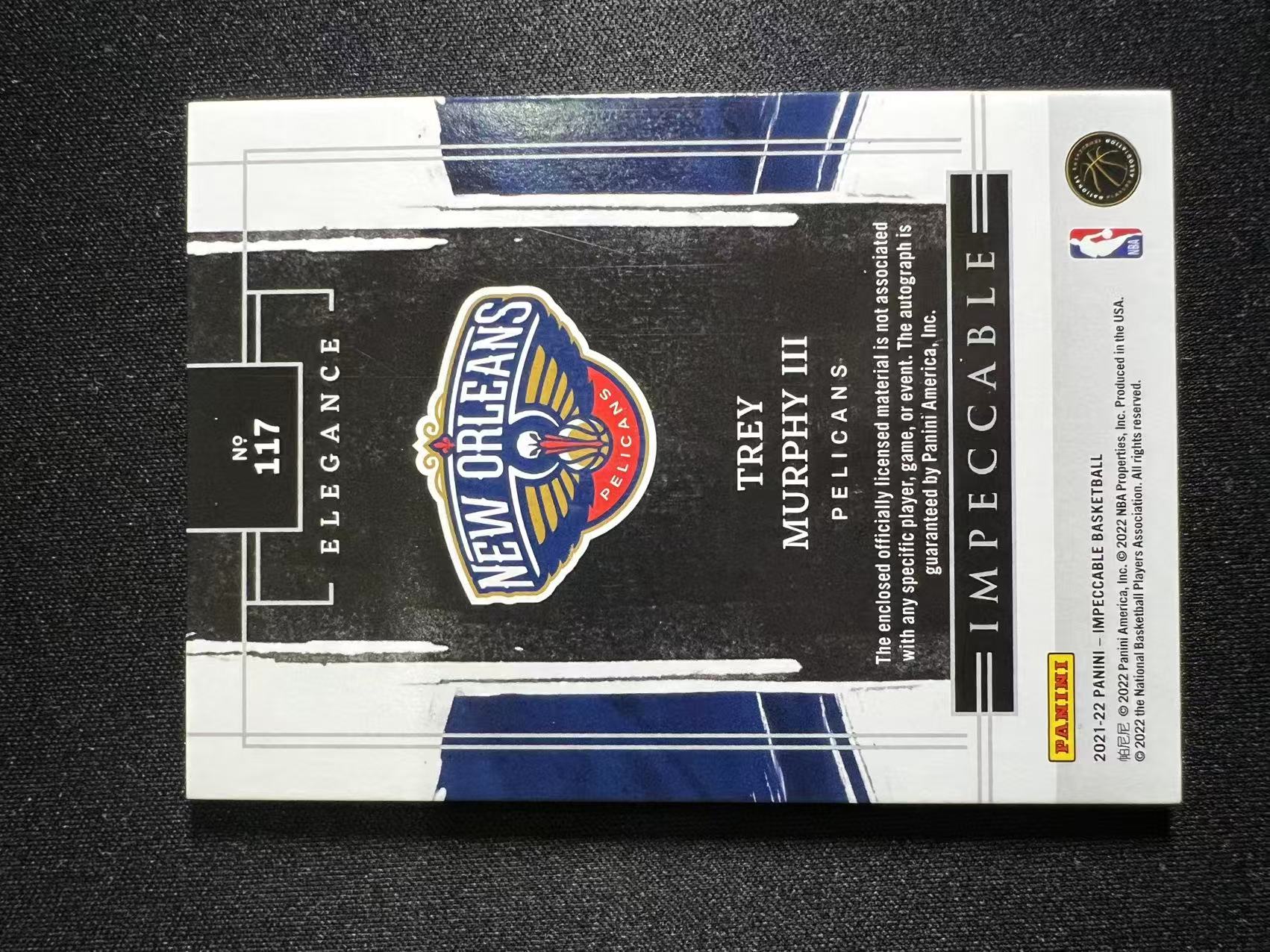 2021-22 Panini Impeccable Trey Murphy III RC 【特雷 墨菲 专卖】小真金系列 99编RPA卡签 专收凑套 墨菲三世 卡品如图