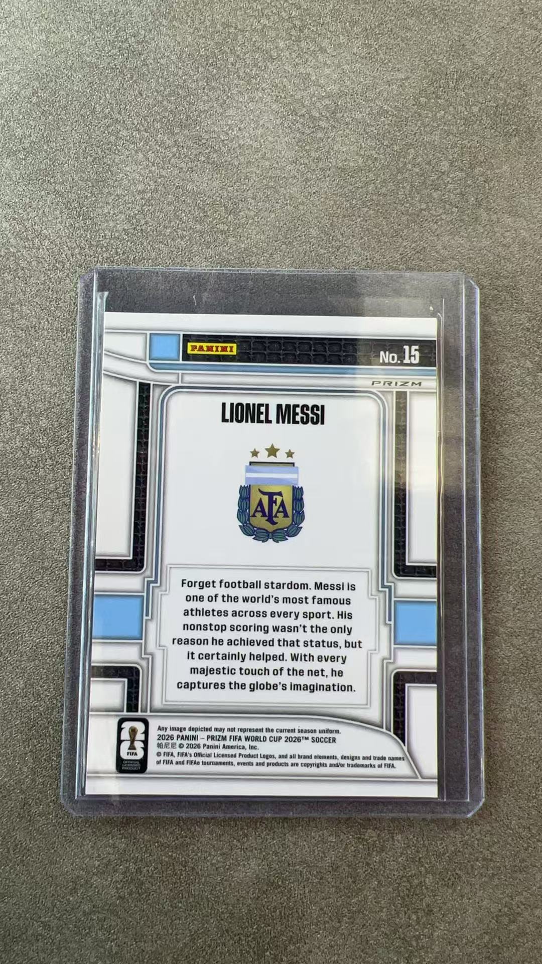 7842【330球星卡实体店代卖】2026 帕尼尼 PRIZM WORLD CUP 世界杯 Lionel Messi 梅西 阿根廷 银折 得分俱乐部 最后一届世界杯 仅顺丰寄付 (RT)